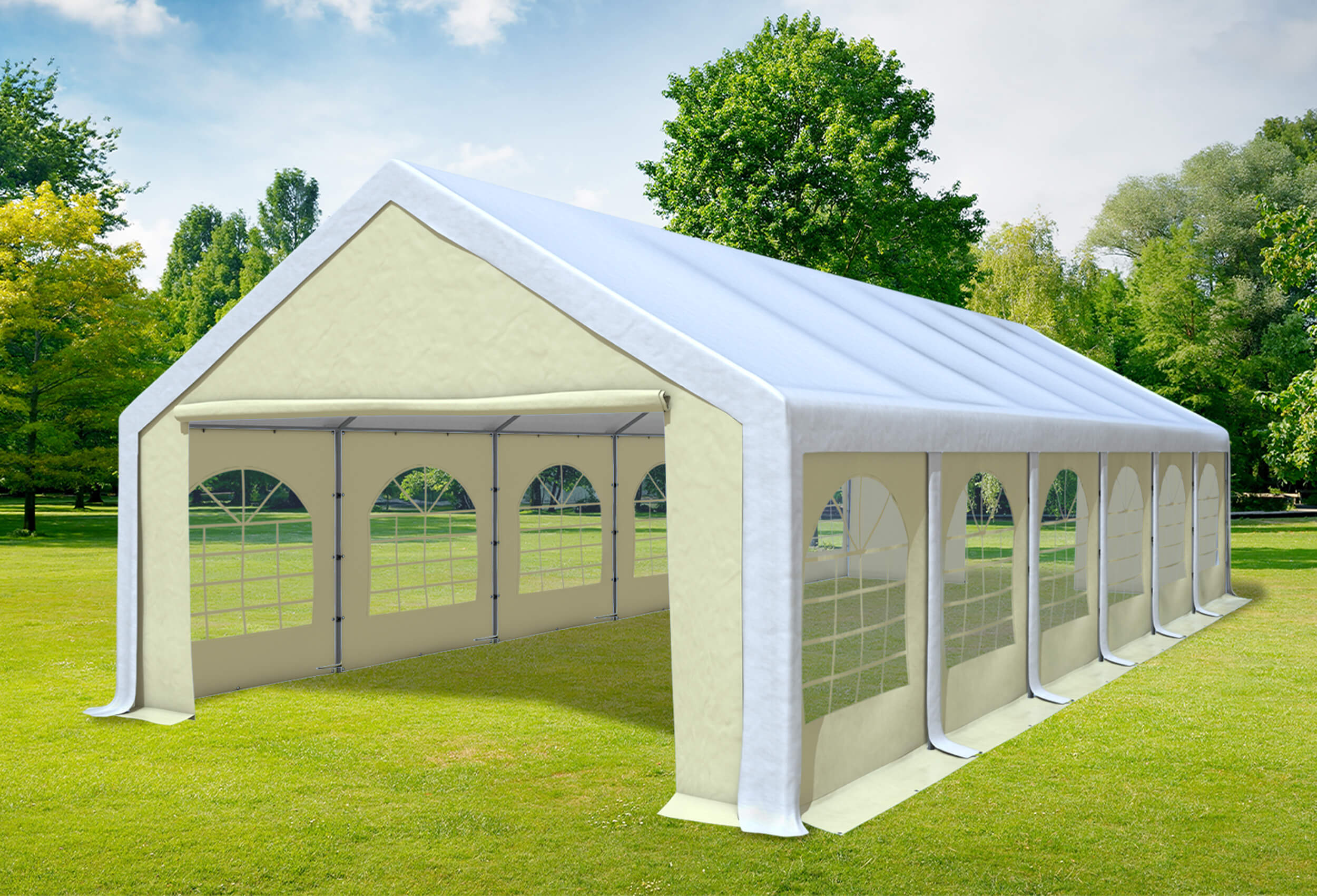 5x12 m Party tent / Marquee, PVC White Beige