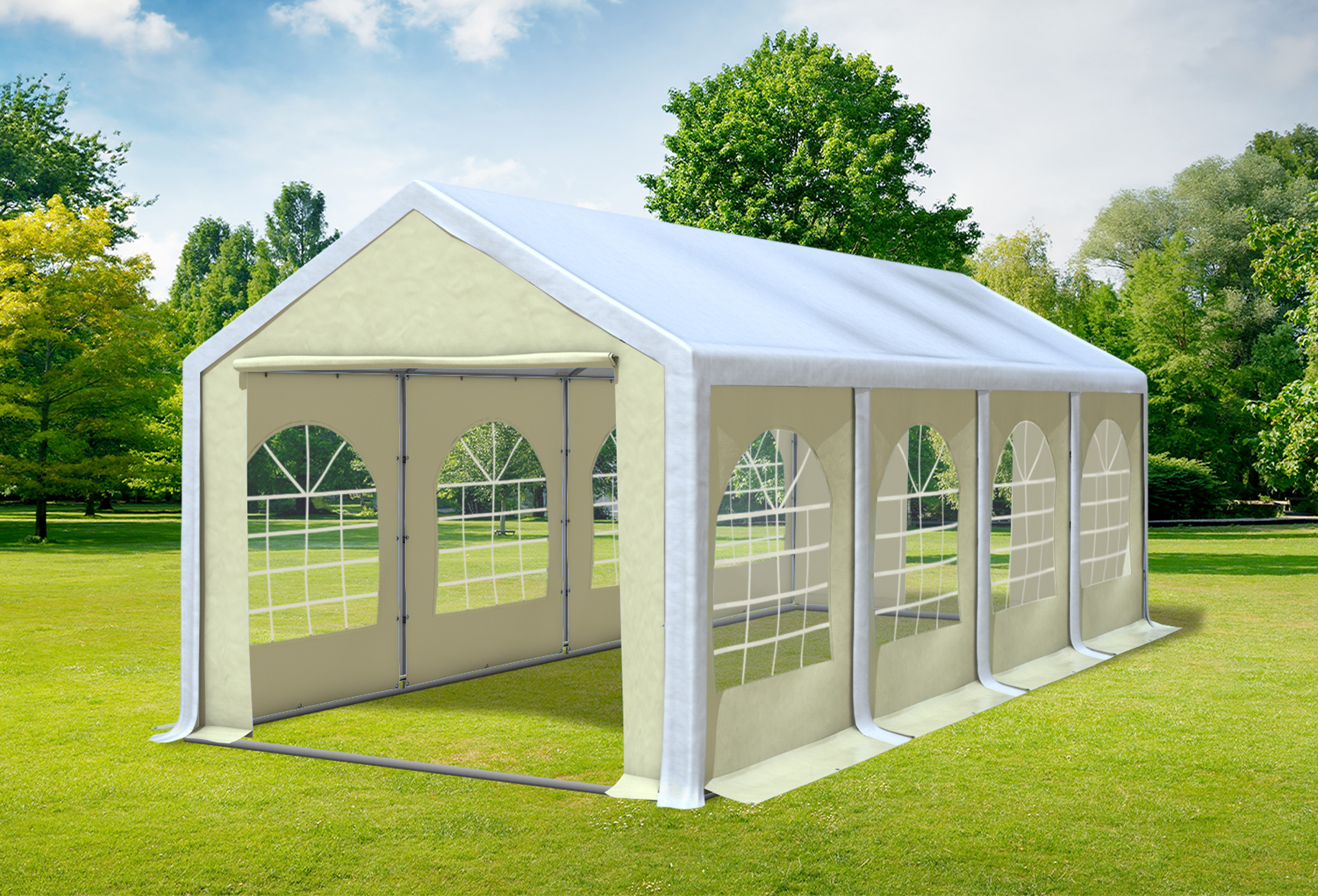3x8 m Party tent / Marquee, PVC White Beige