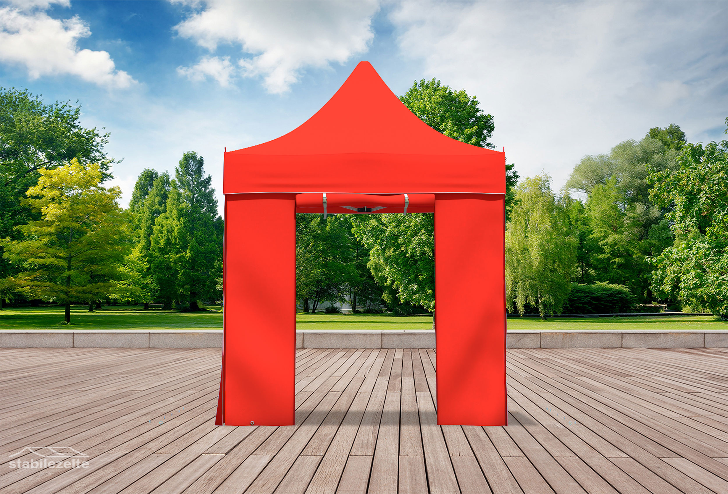Folding tent side section with DOOR 2 metres RED