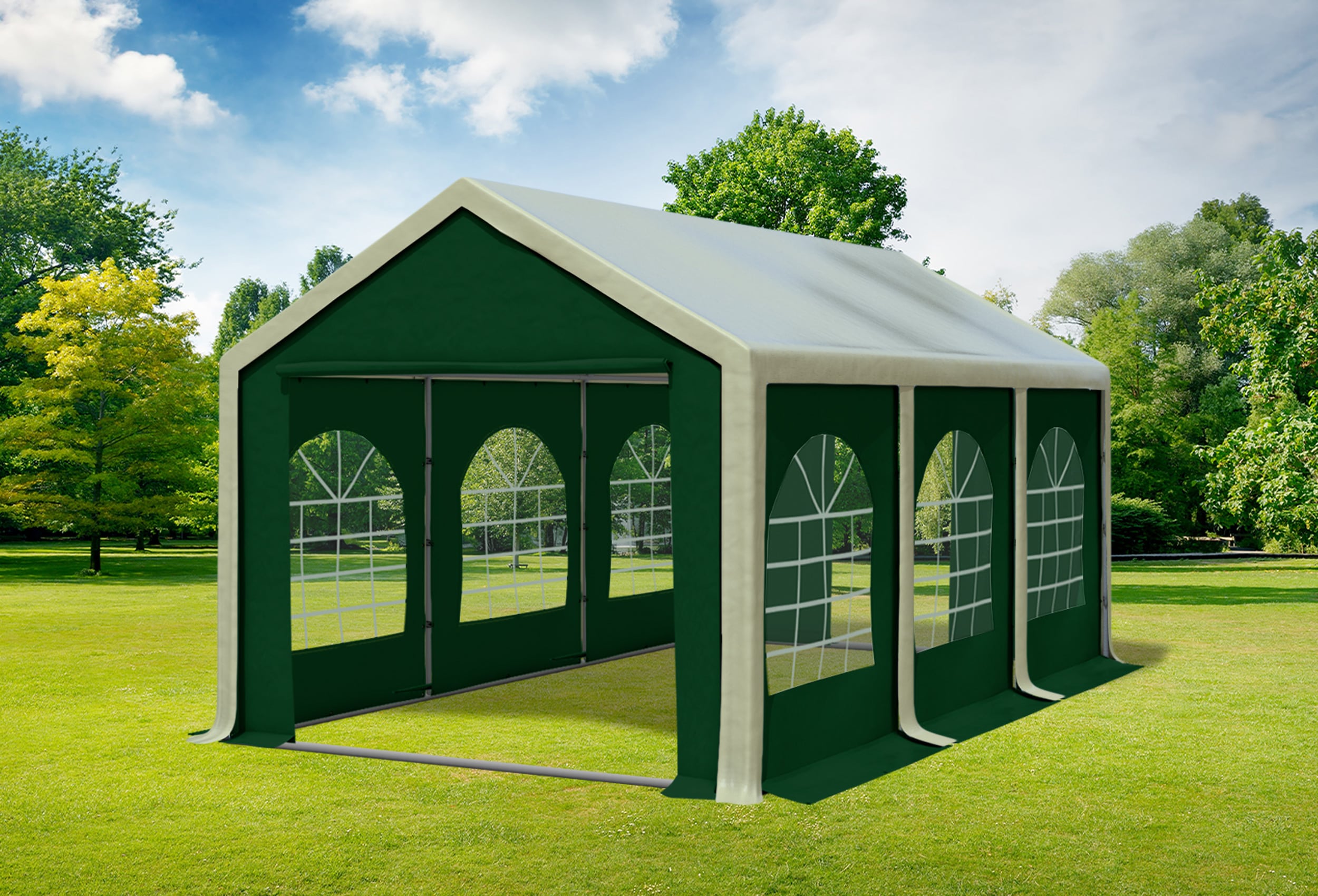 3x6 m Party tent / Marquee, PVC Brown Green