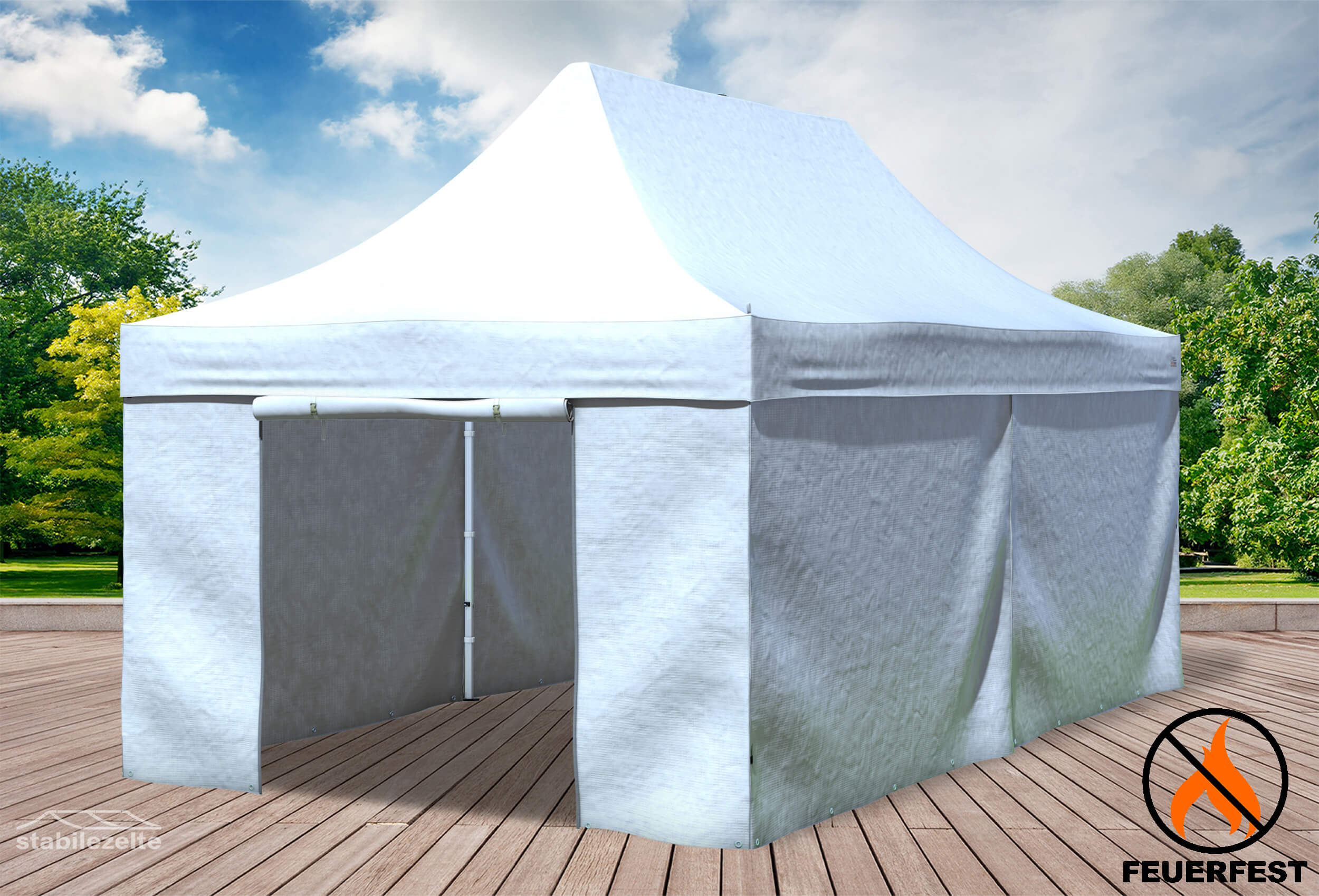 3x6 m Pop Up Gazebo, PVC fireproof White