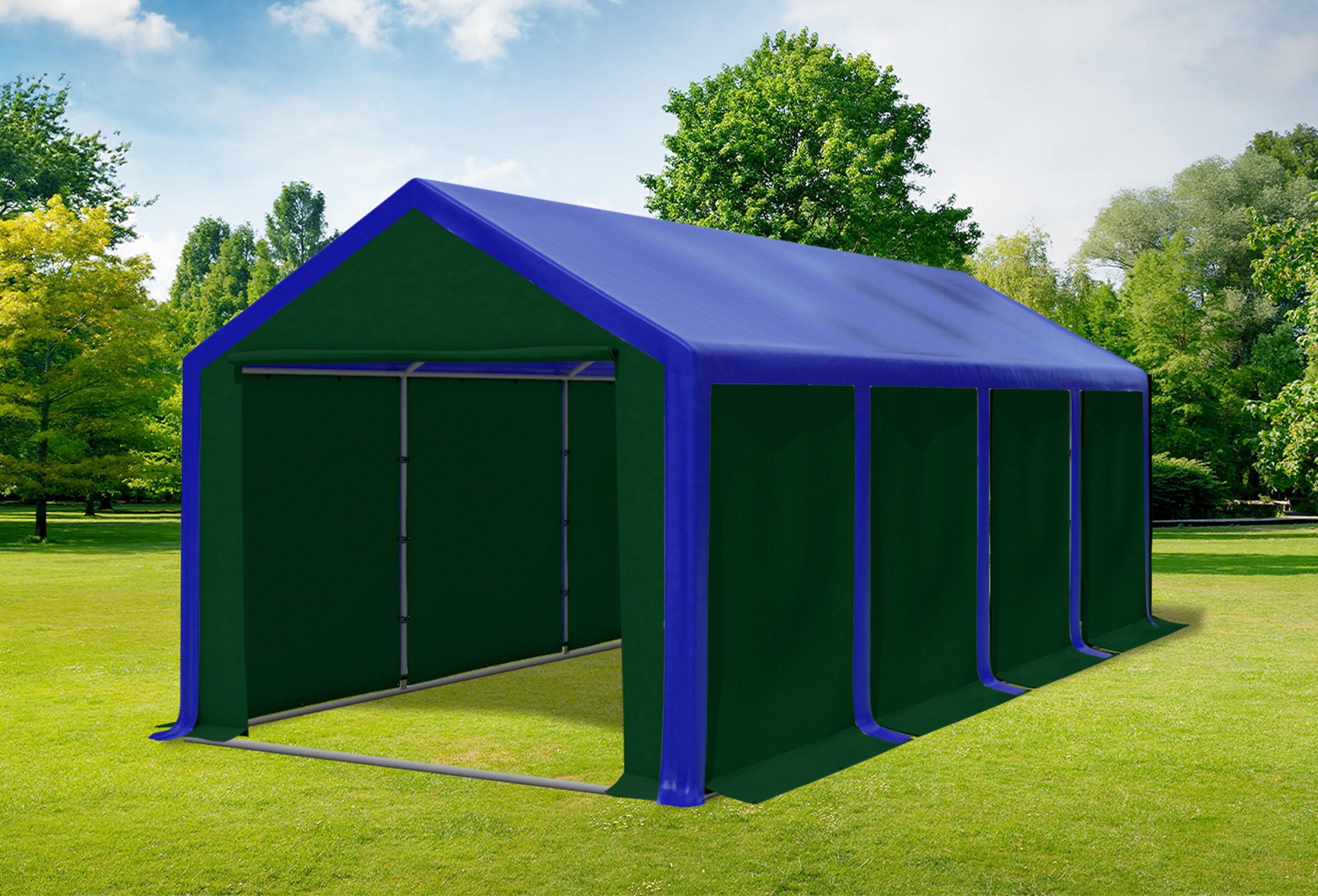 3x8 m Party tent / Marquee, PVC Blue Green