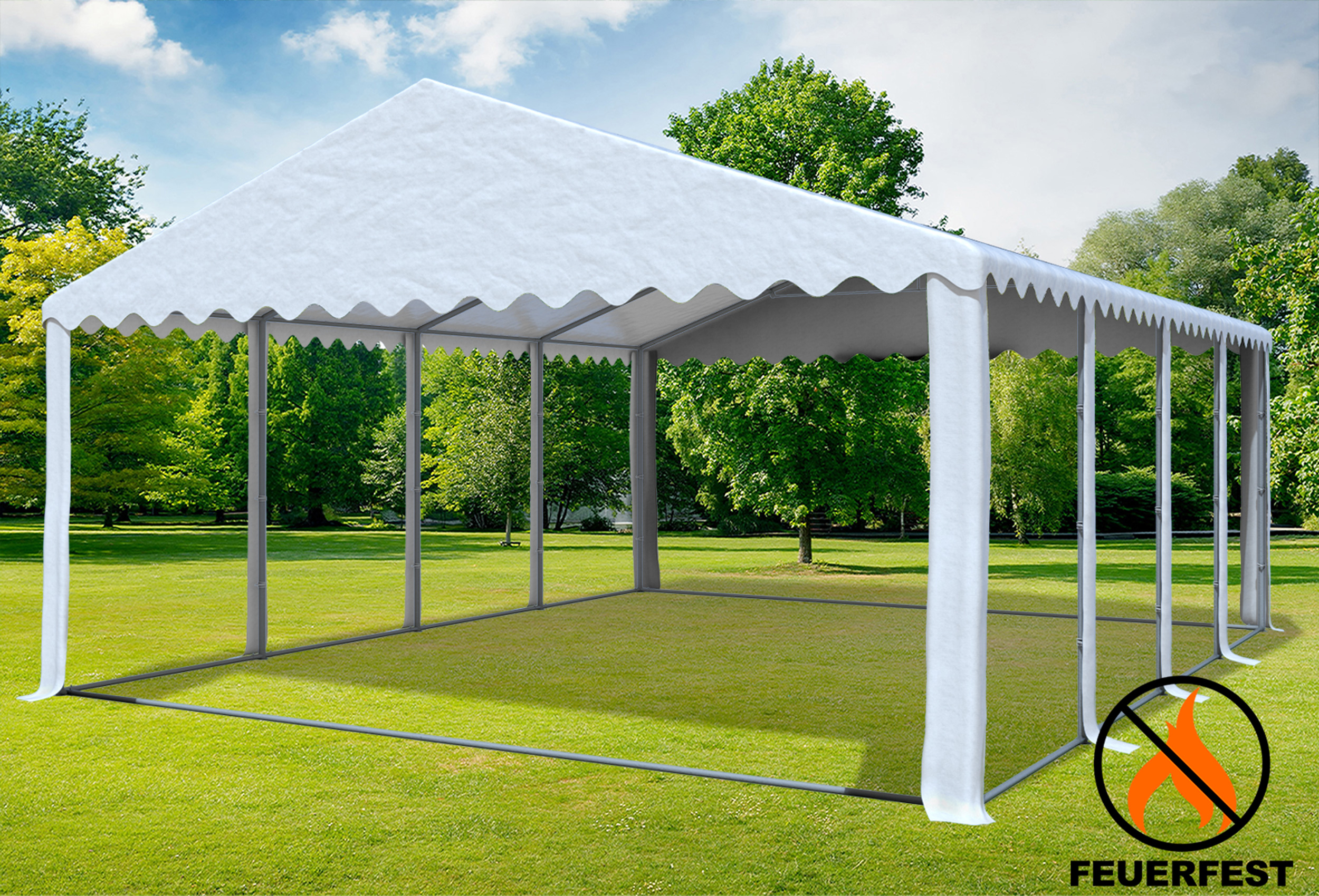 6x8 m Party tent / Marquee, 2.60 m side height PVC fireproof White