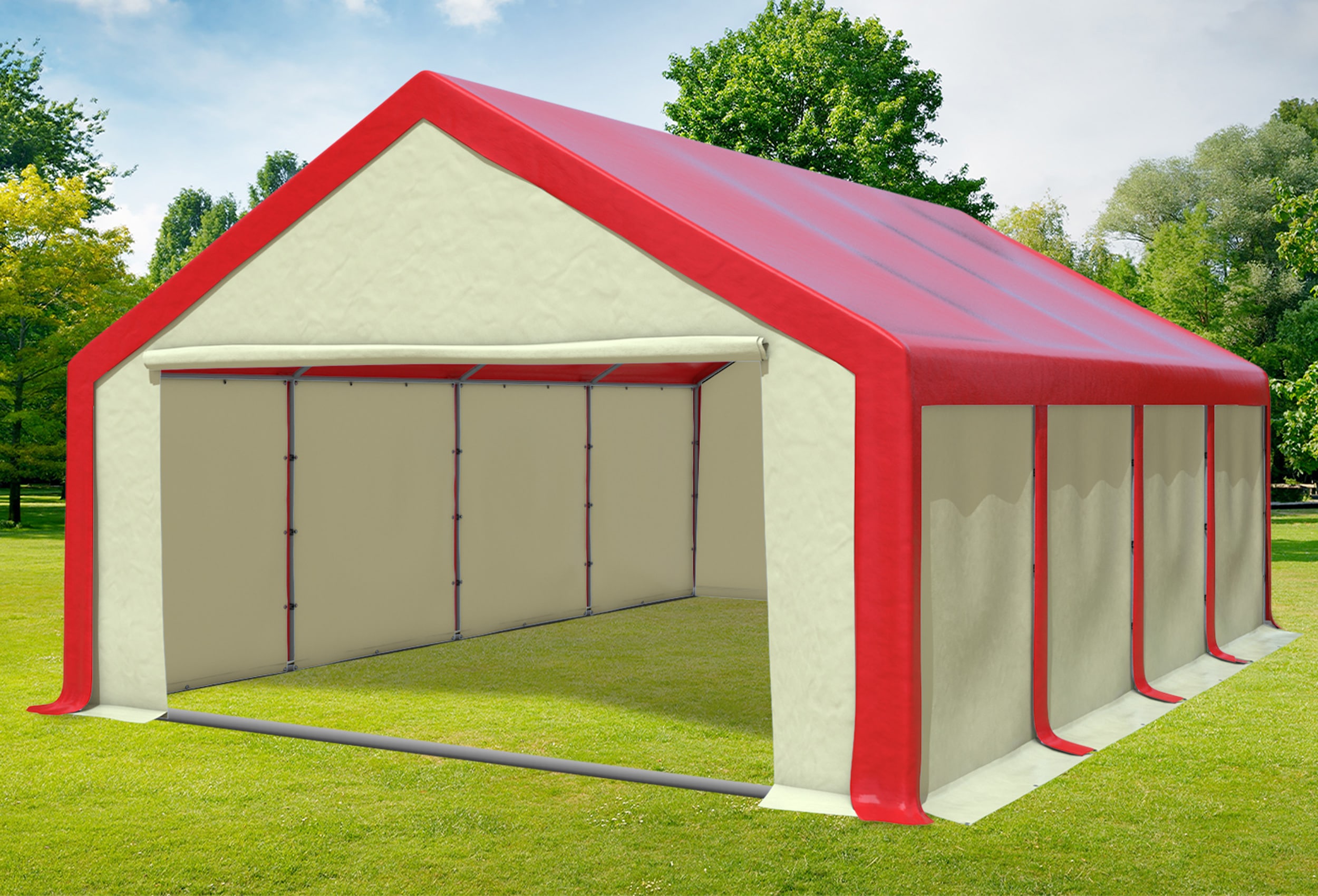 5x8 m Party tent / Marquee, PVC Red Beige