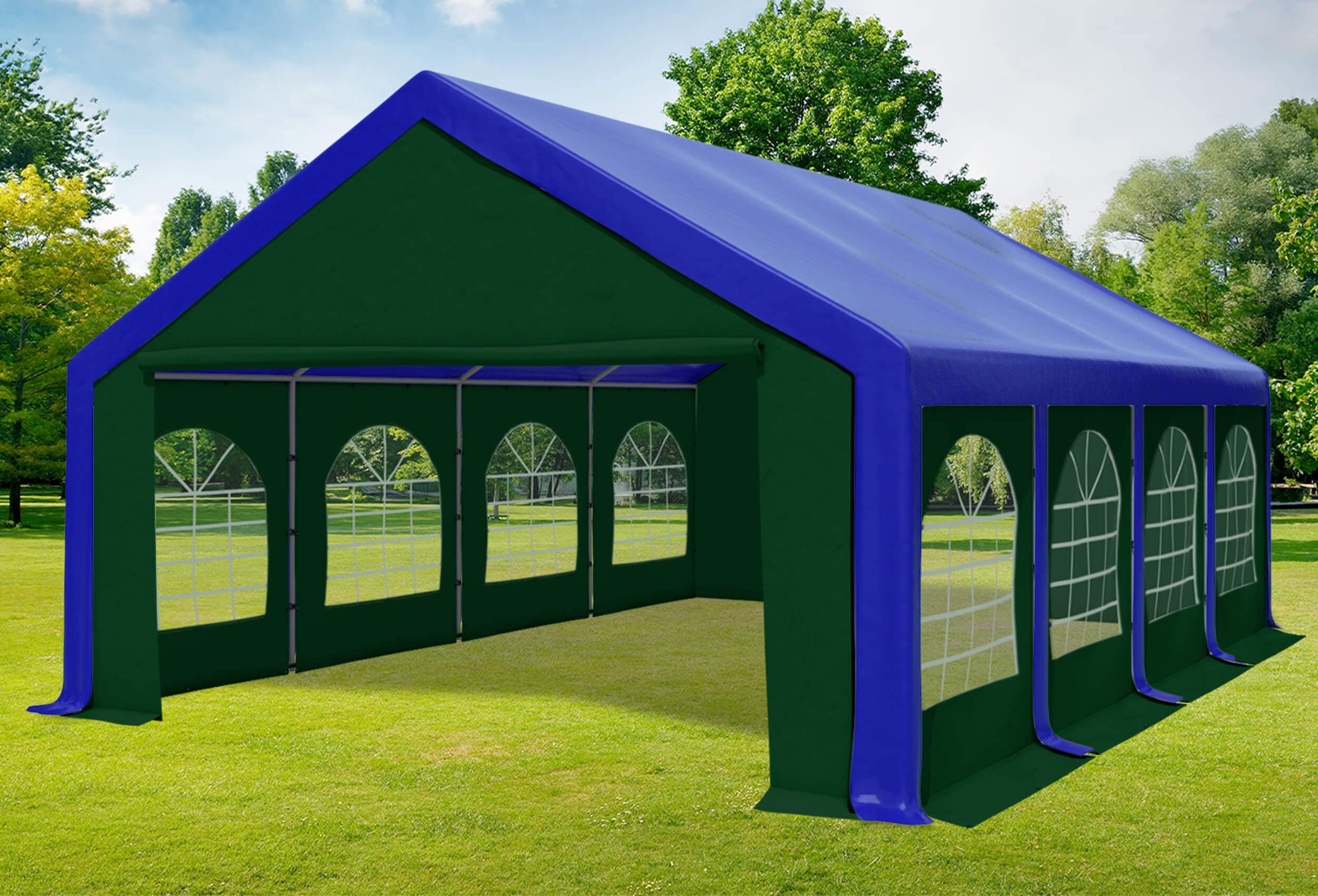 5x8 m Party tent / Marquee, PVC Blue Green