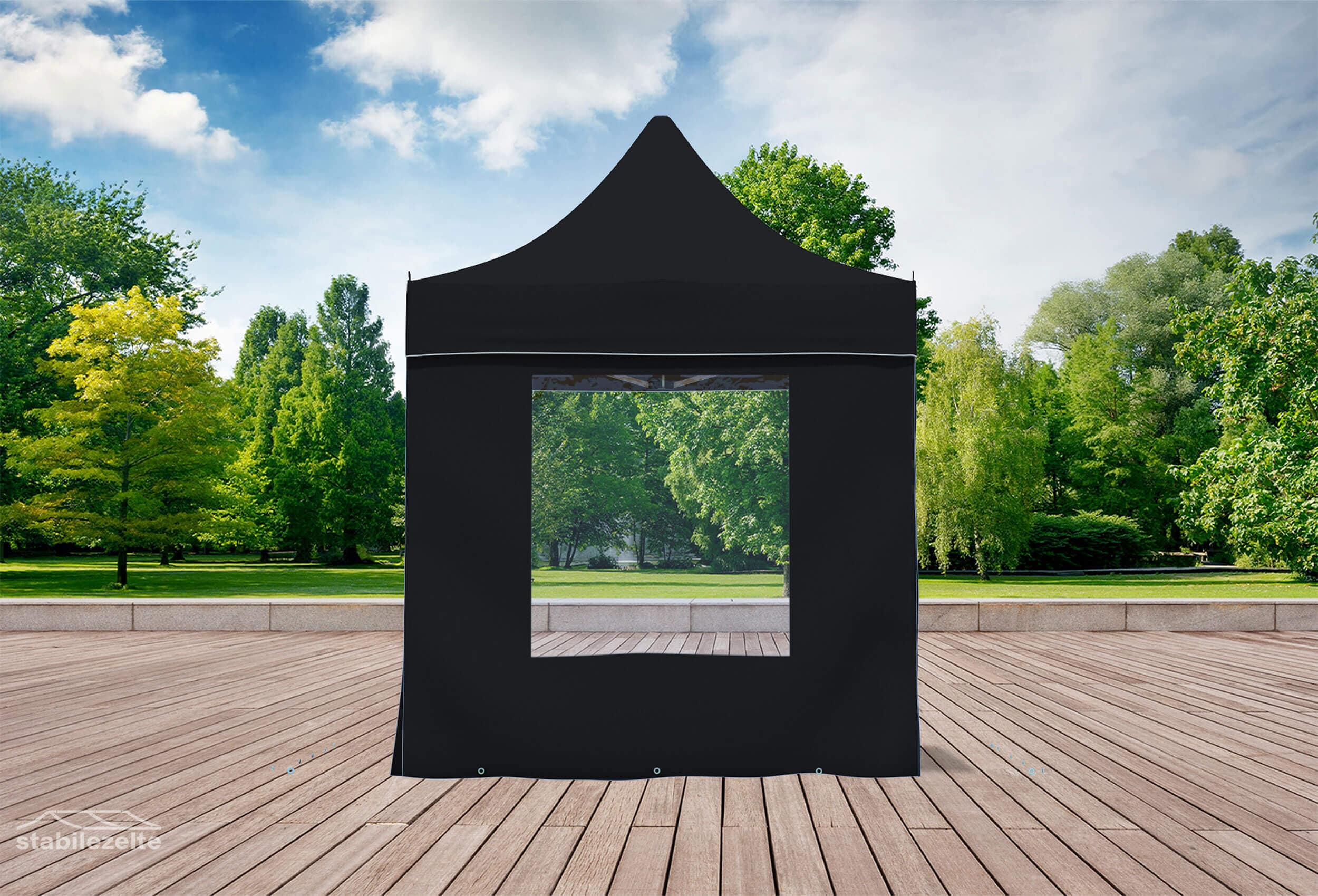 Folding tent side section with WINDOW 2 metres BLACK