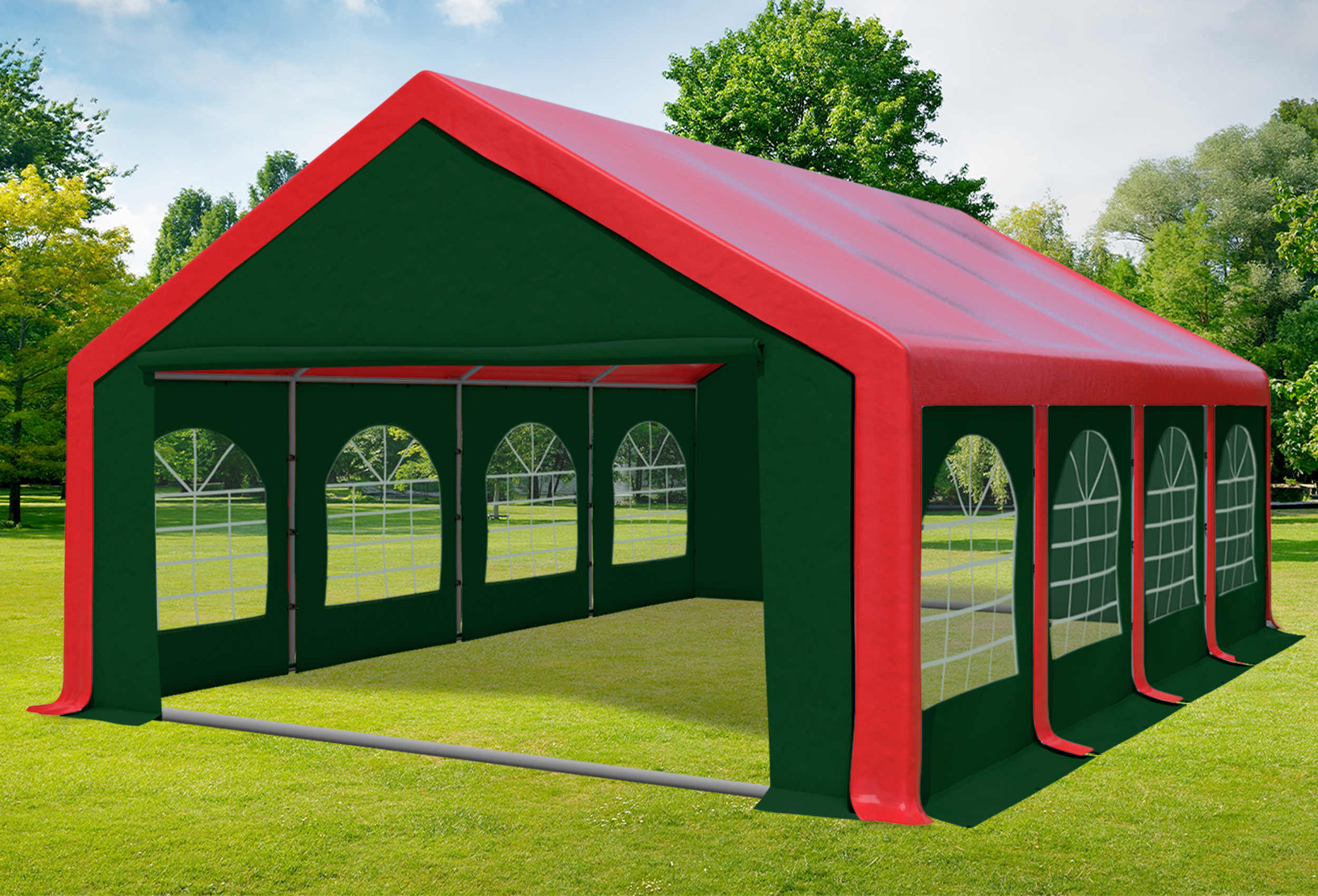 5x8 m Party tent / Marquee, PVC Red Green
