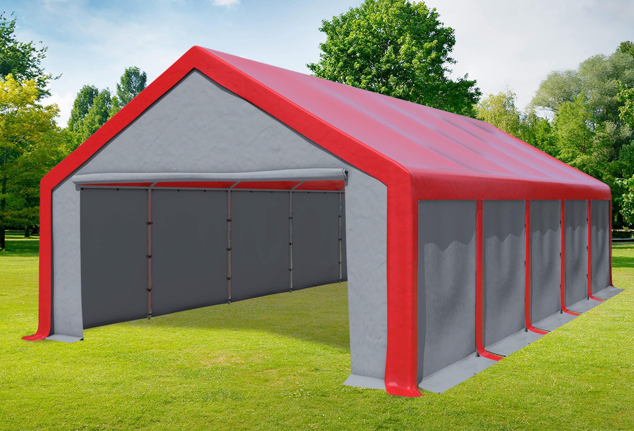 5x8 m Party tent / Marquee, PVC Red Grey