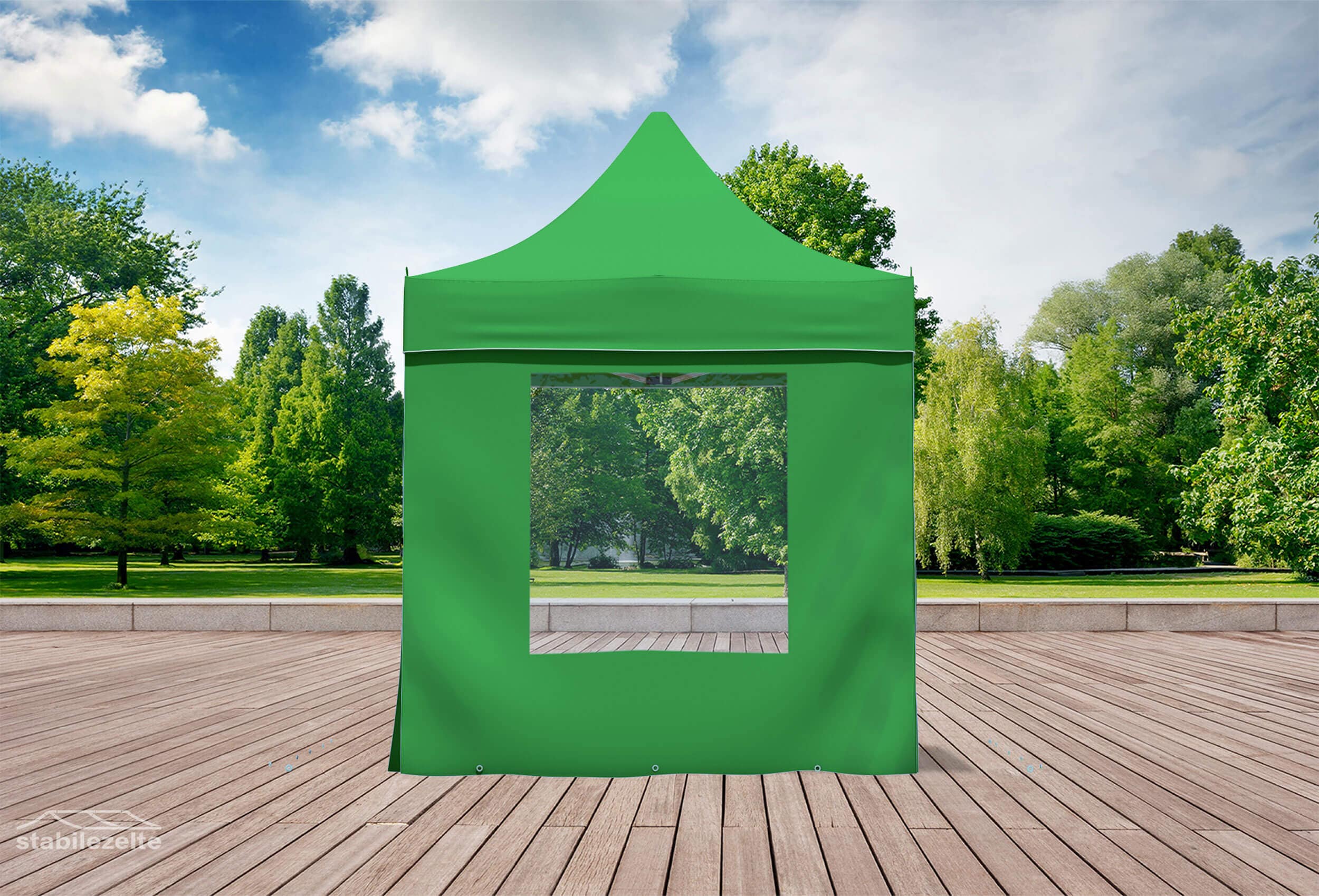 Folding tent side section with WINDOW 2 metres Green
