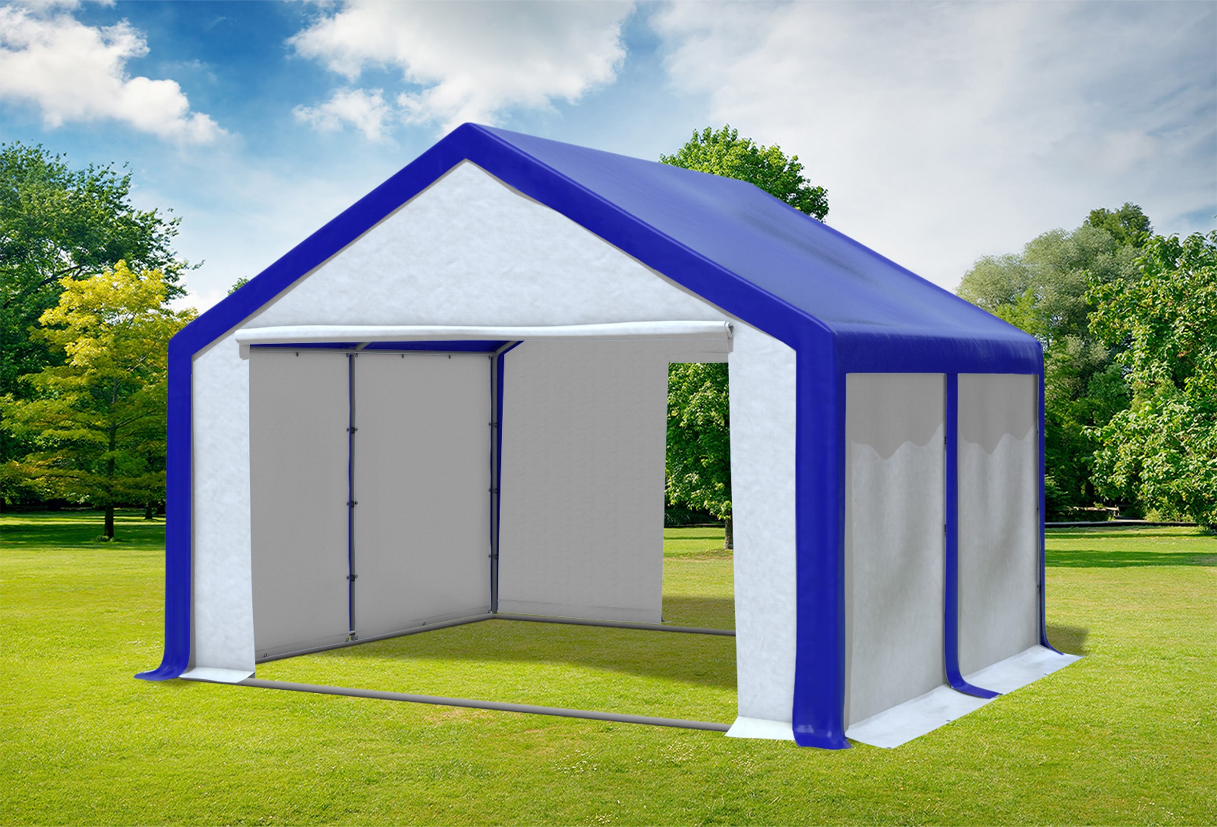 4x4 m Party tent / Marquee, PVC Blue White
