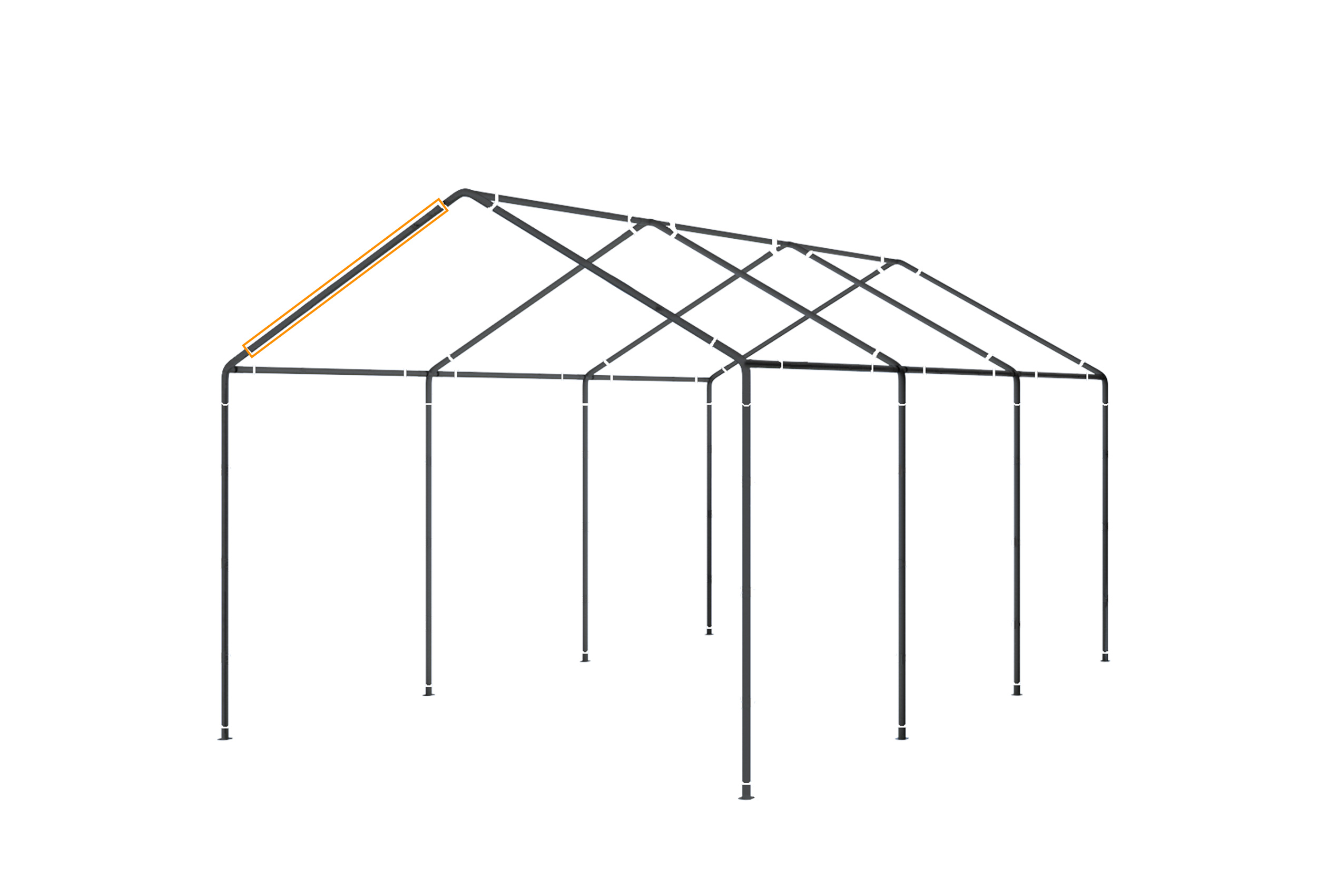 Gestänge eines Partyzelts der Serie Classic mit optischer Hervorhebung der Stange Nr. 1