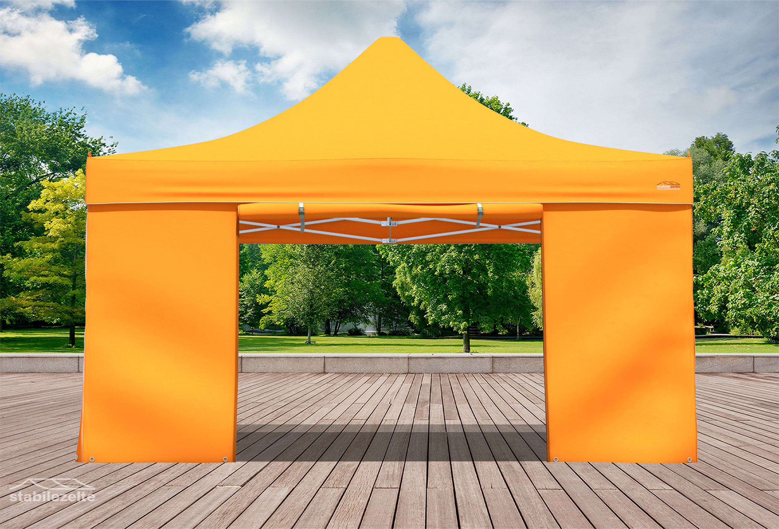 Folding tent side section with DOOR 4 metres ORANGE