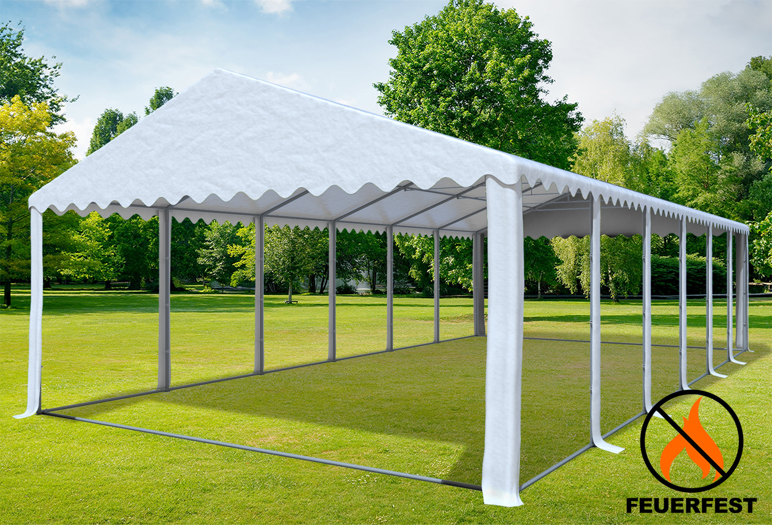 6x12 m Party tent / Marquee, 2.60 m side height PVC fireproof White