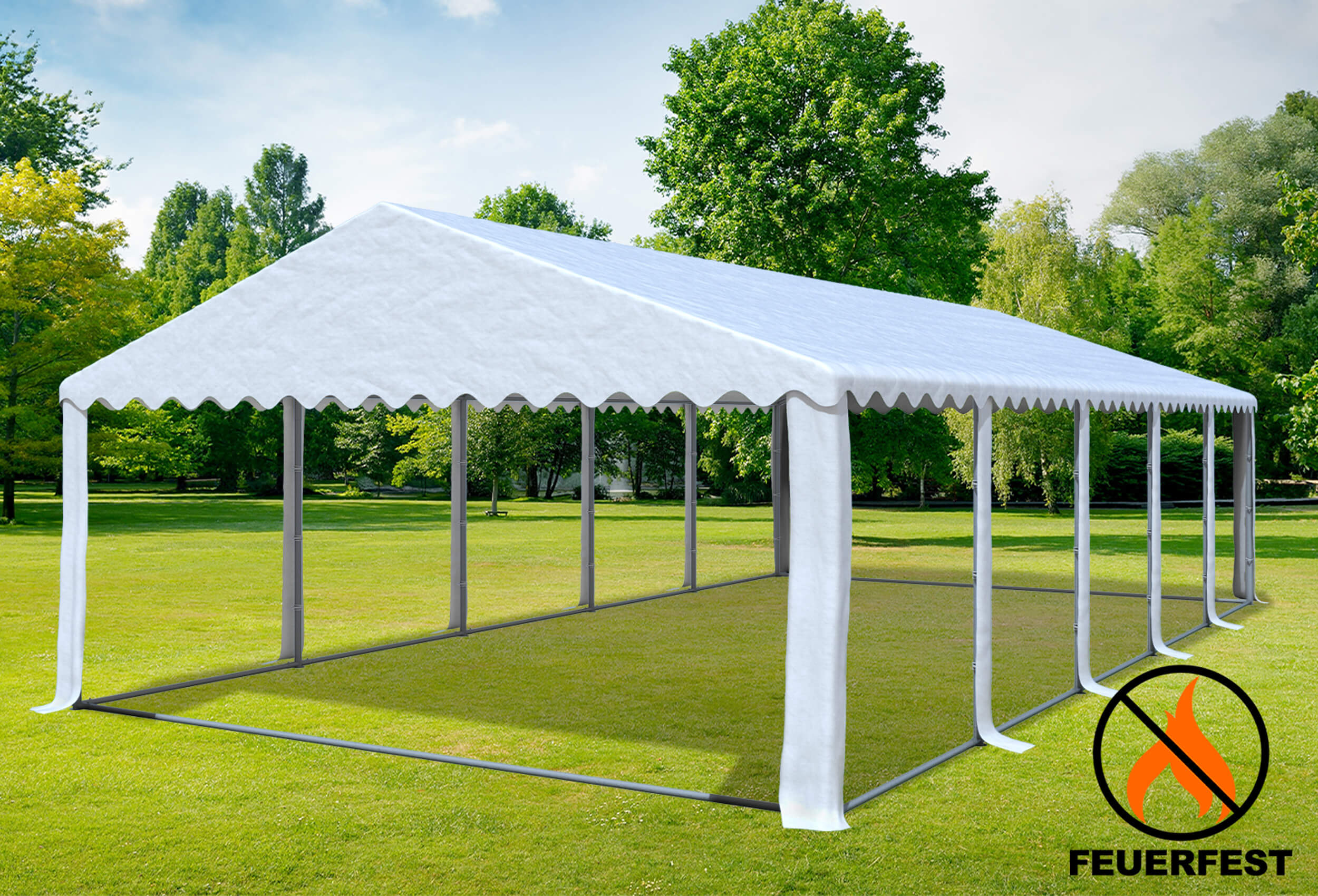 5x10 m Party tent / Marquee, PVC fireproof White