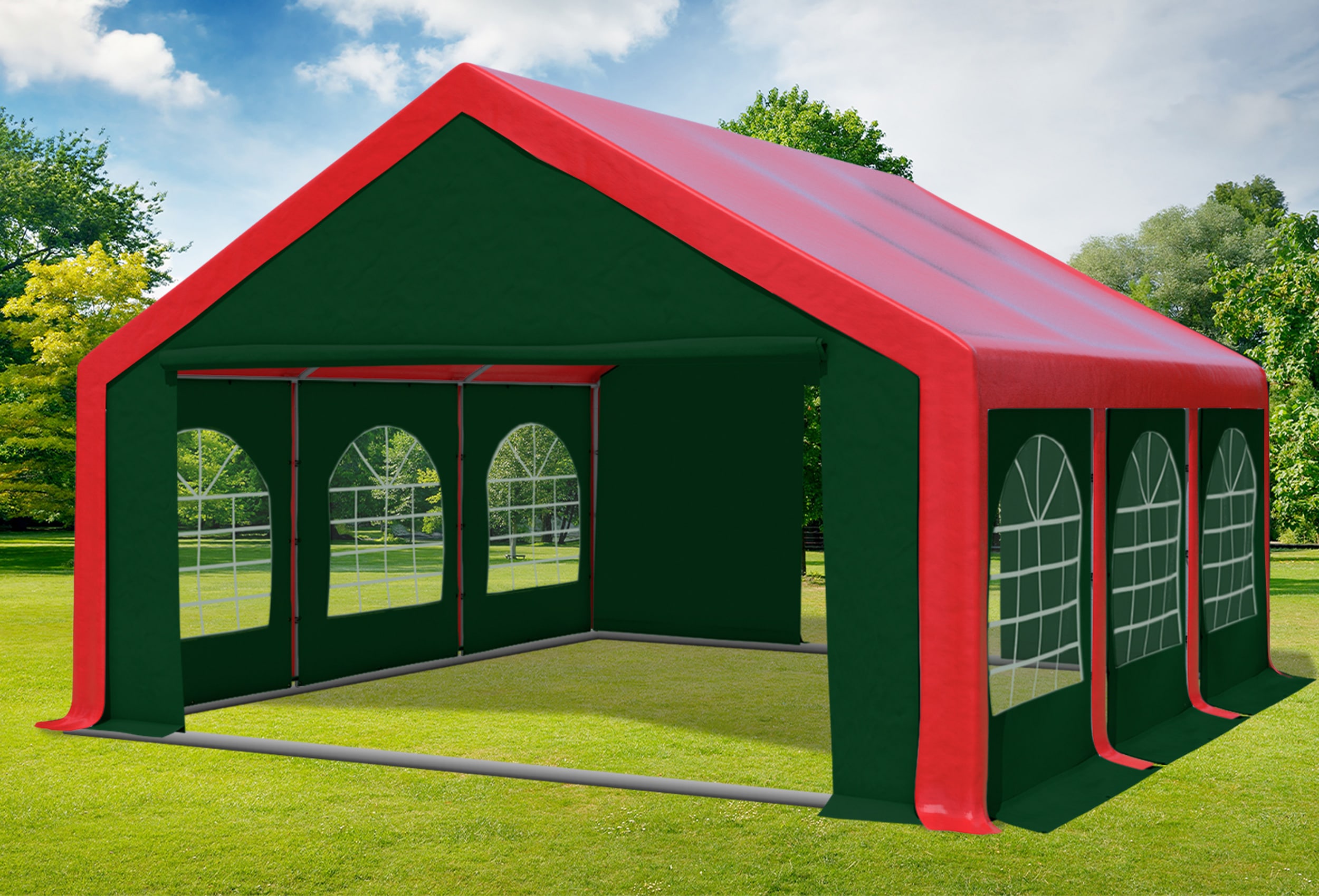 5x6 m Party tent / Marquee, PVC Red Green