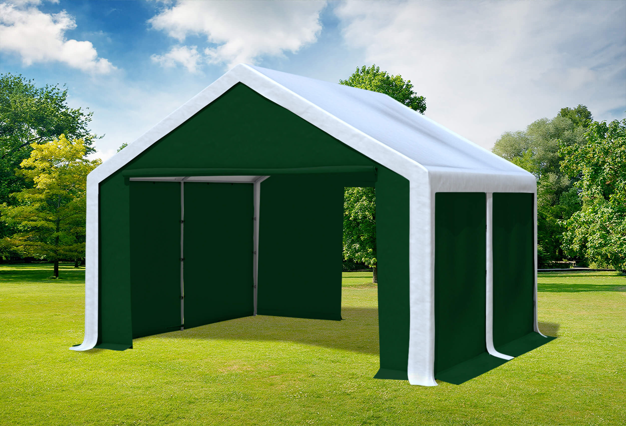 4x4 m Party tent / Marquee, PVC White Green