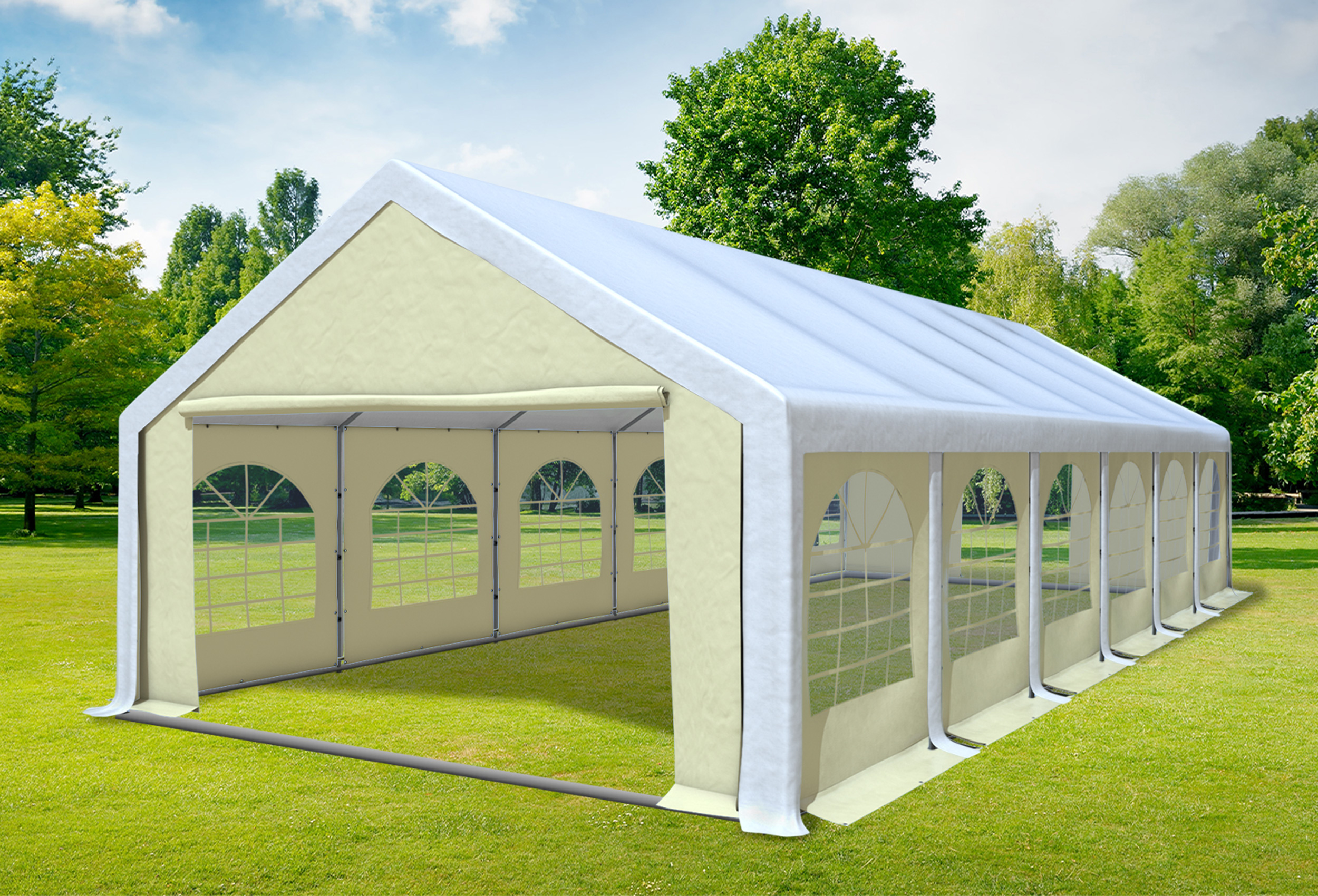 5x12 m Party tent / Marquee, PVC White Beige