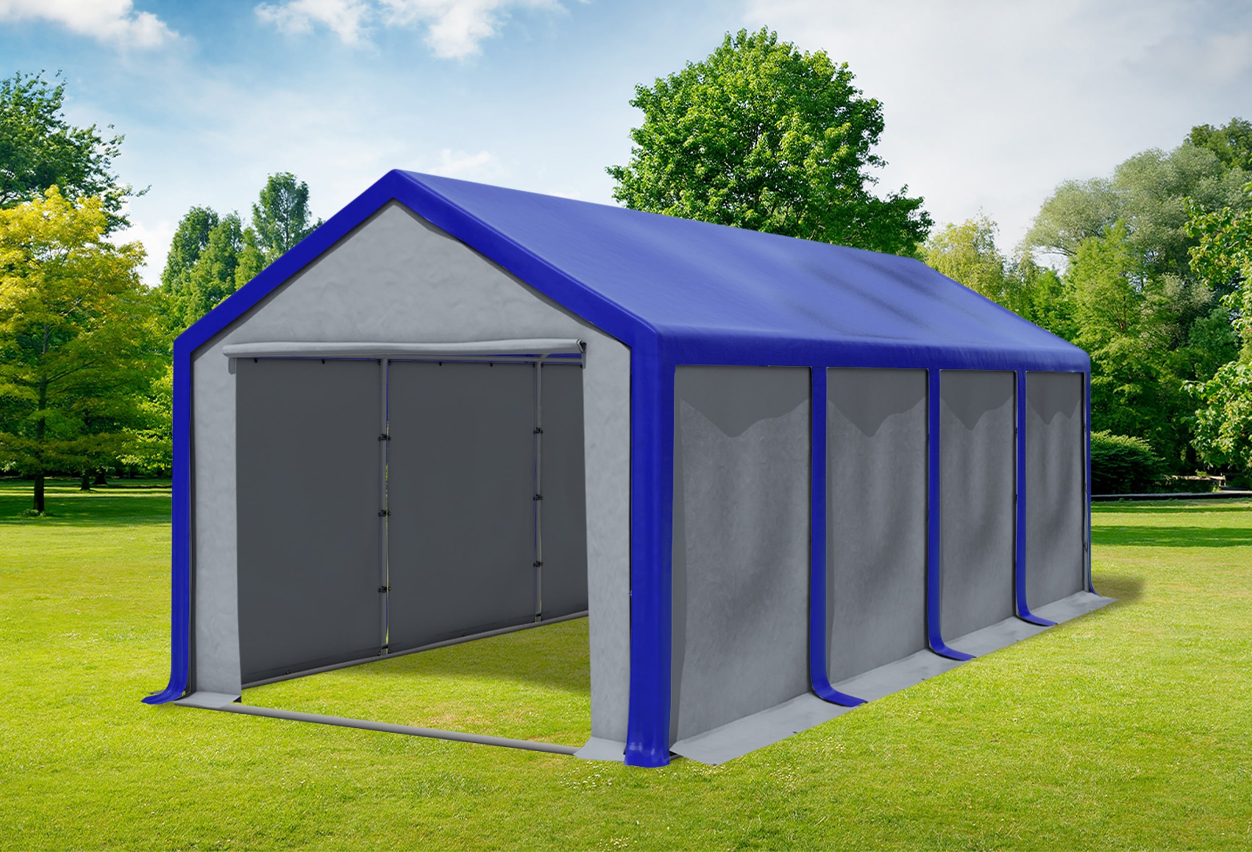 3x8 m Party tent / Marquee, PVC Blue Grey