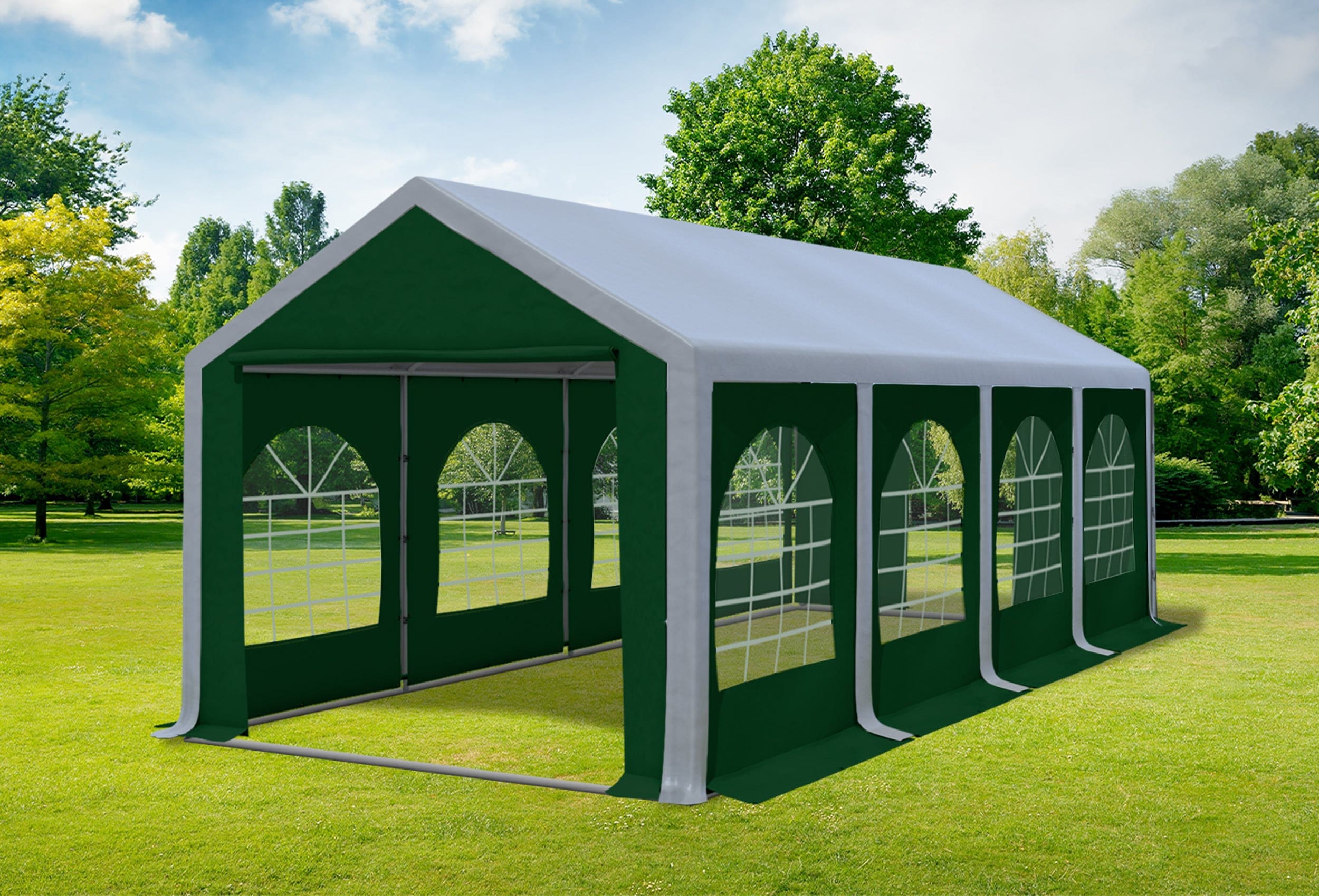 3x8 m Party tent / Marquee, PVC Grey Green