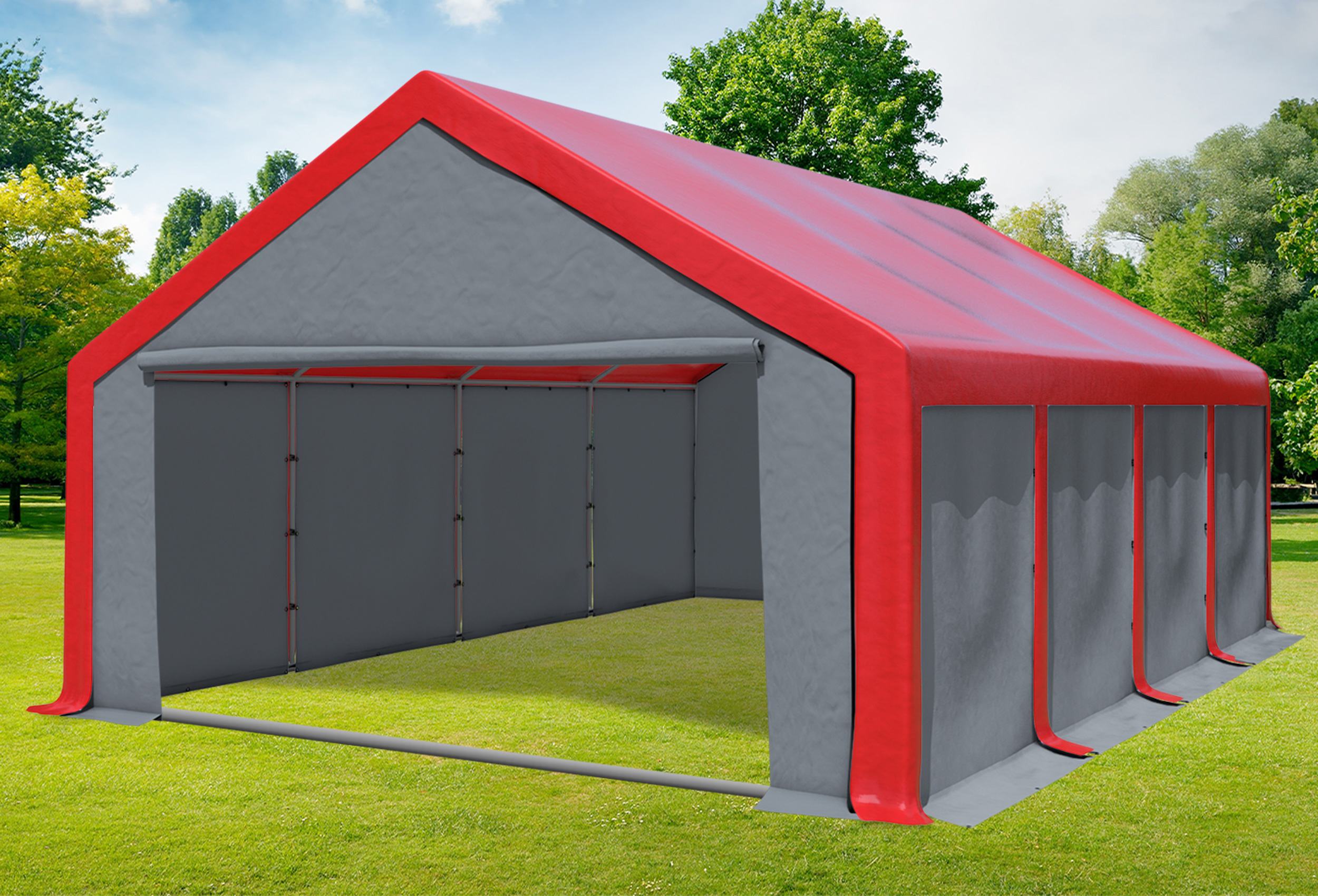 5x8 m Party tent / Marquee, PVC Red Grey