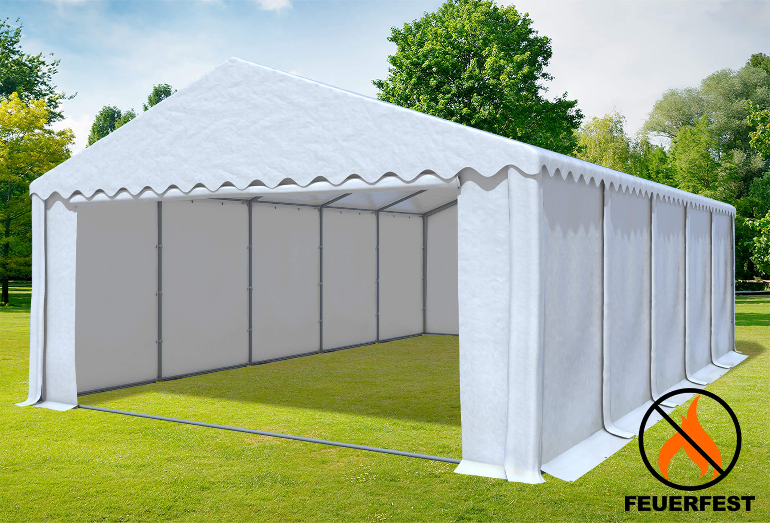 6x10 m Party tent / Marquee, 2.60 m side height PVC fireproof White