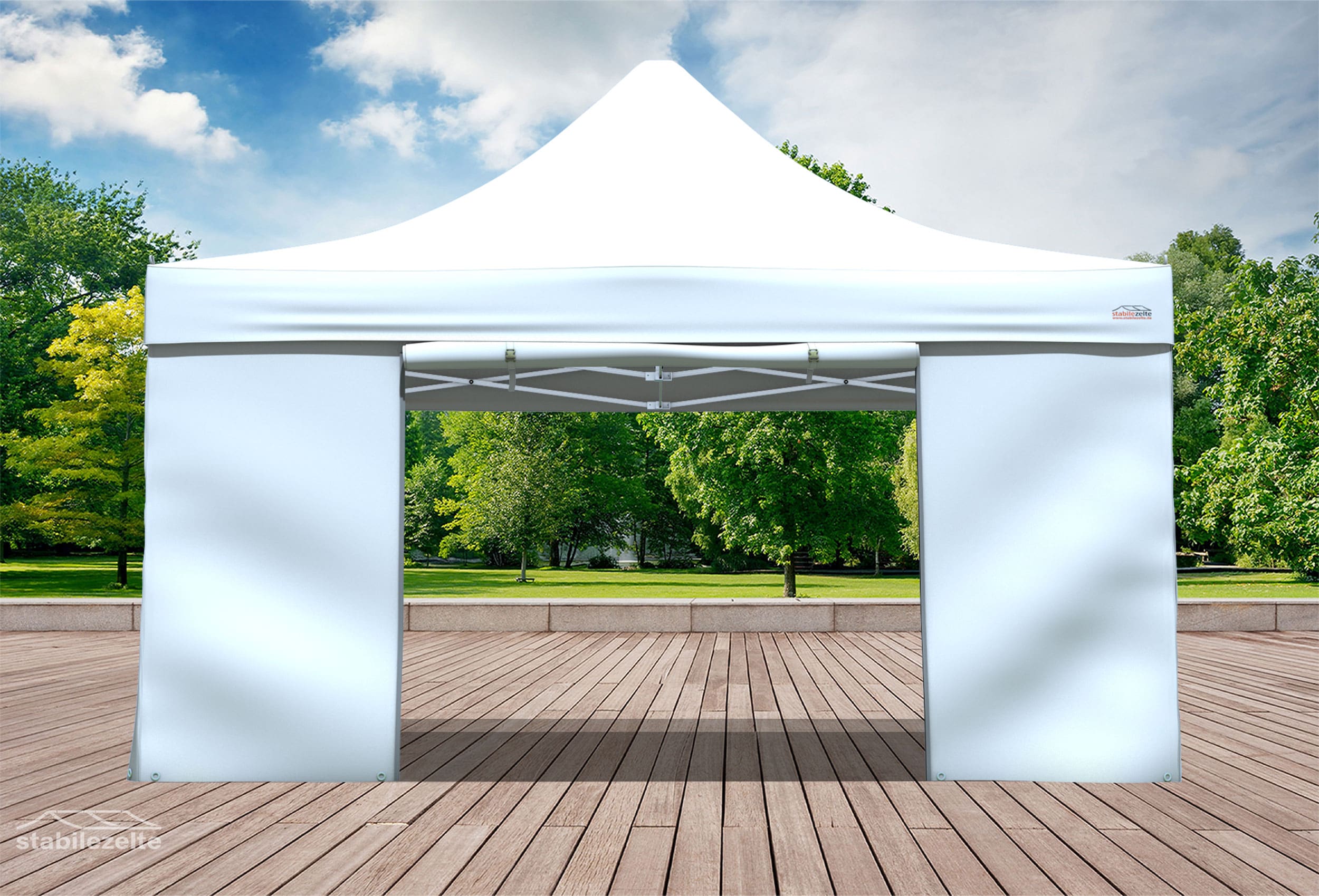 Folding tent side section with DOOR 4 metres White
