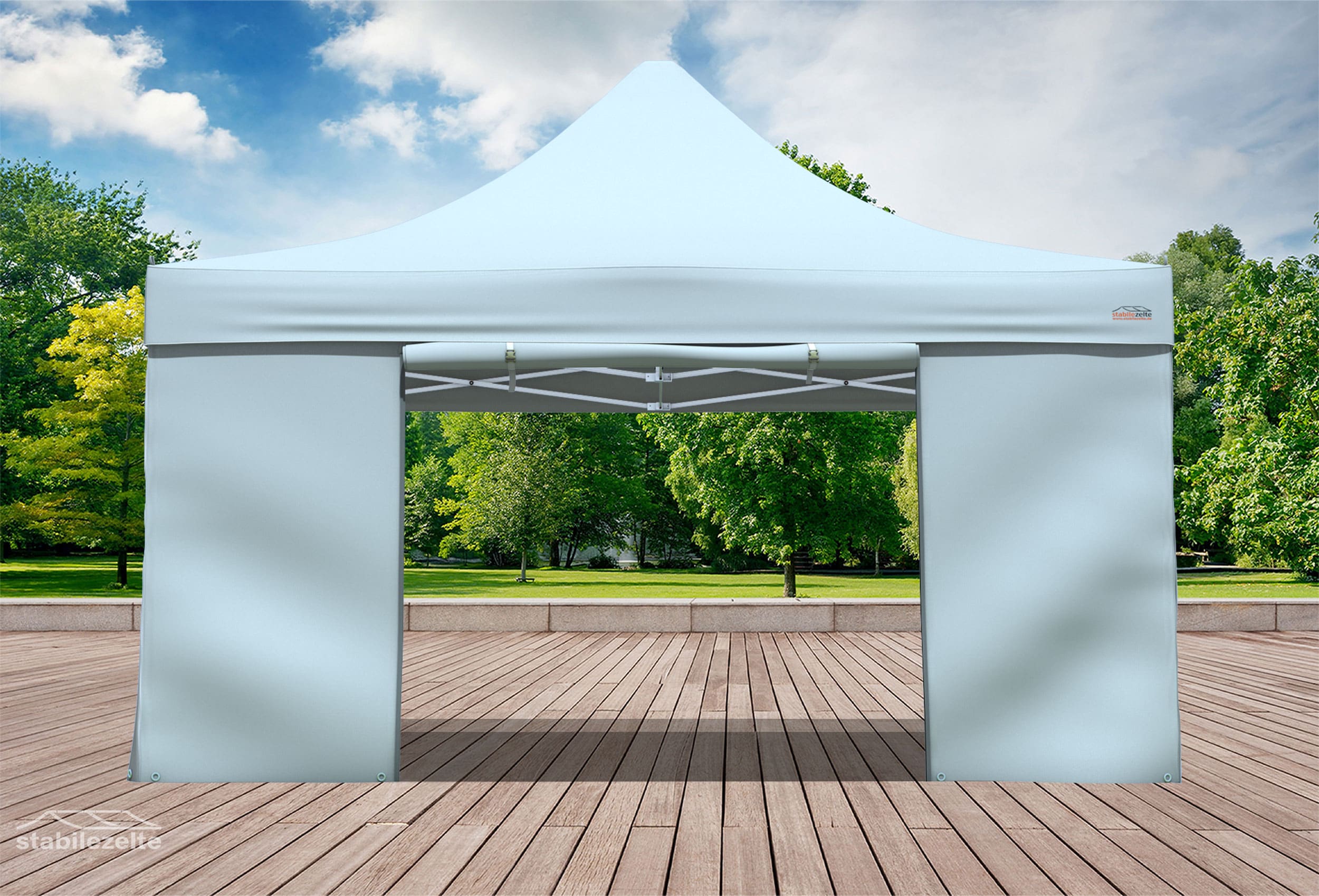 Folding tent side section with DOOR 4 metres GREY
