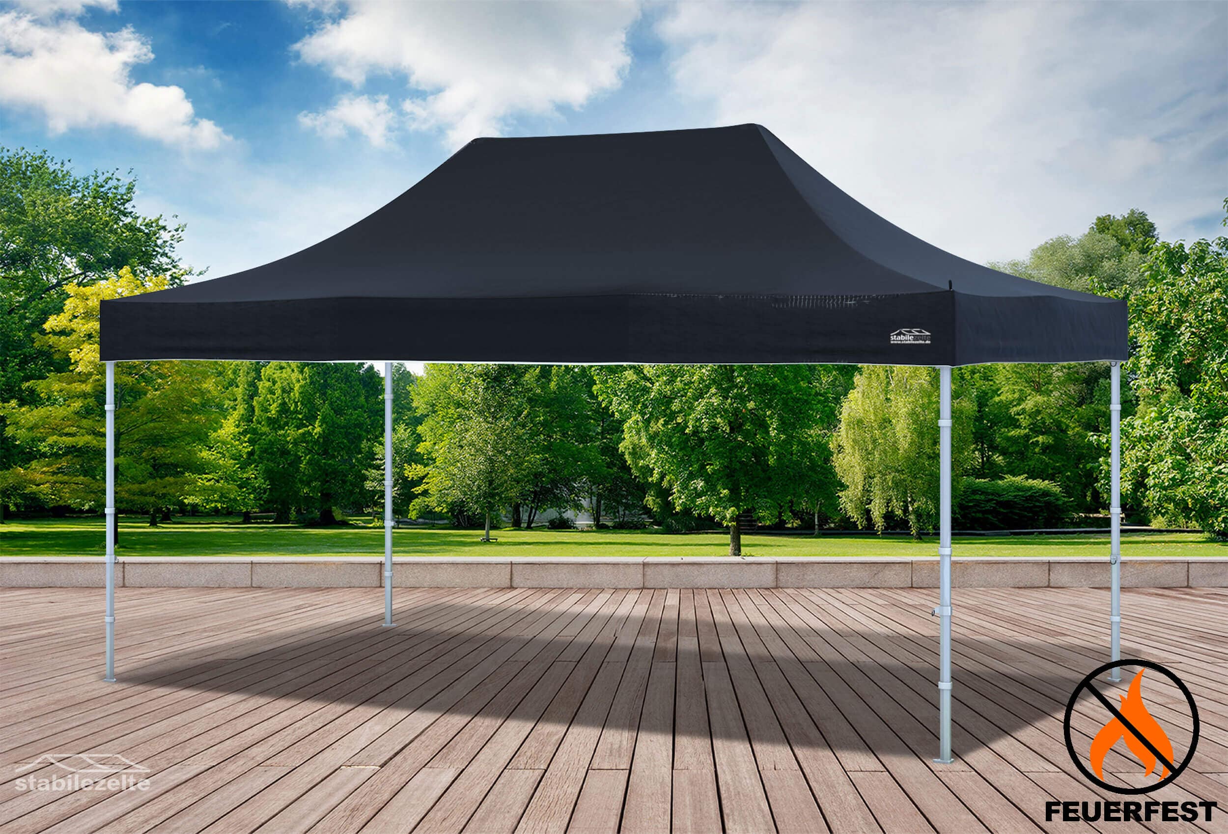 3x4.5 m Folding Tent Roof Tarpaulin, PVC FR, Black