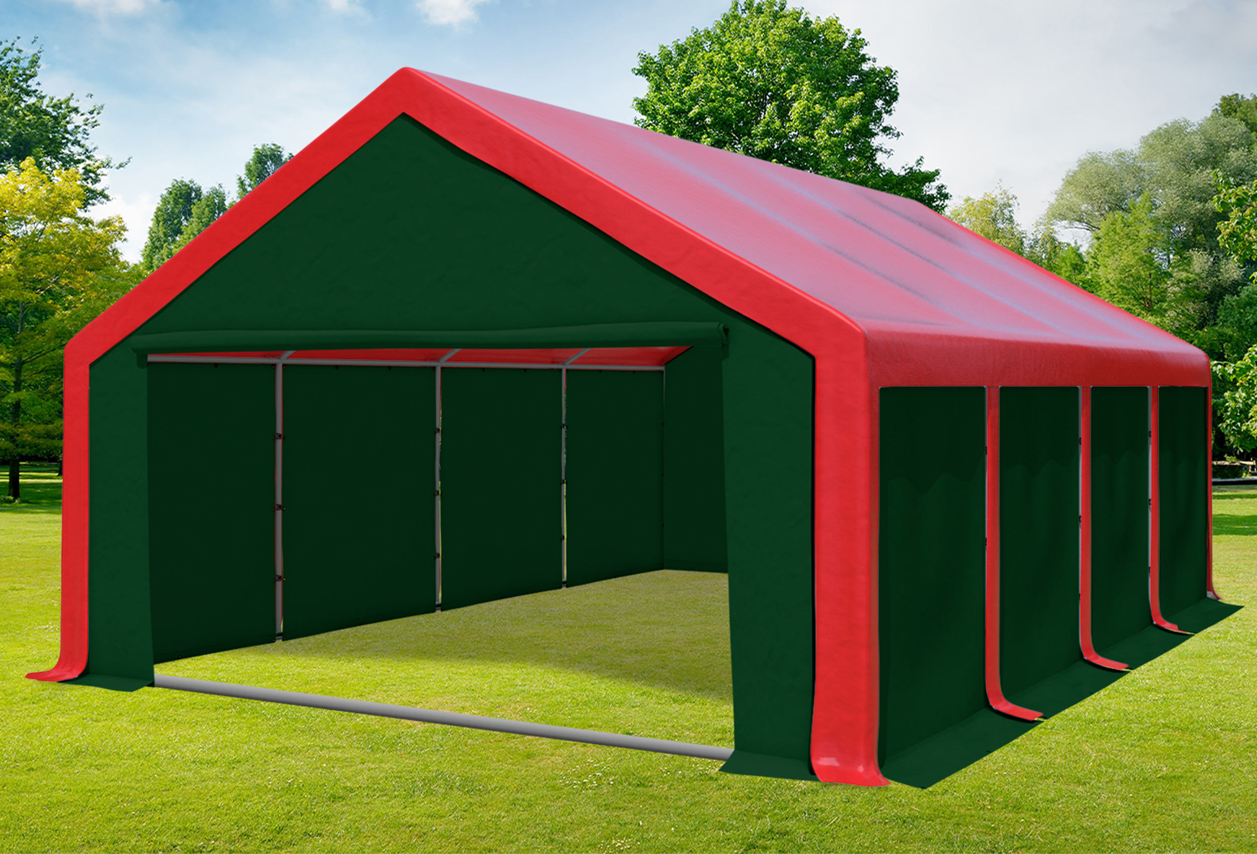 5x8 m Party tent / Marquee, PVC Red Green