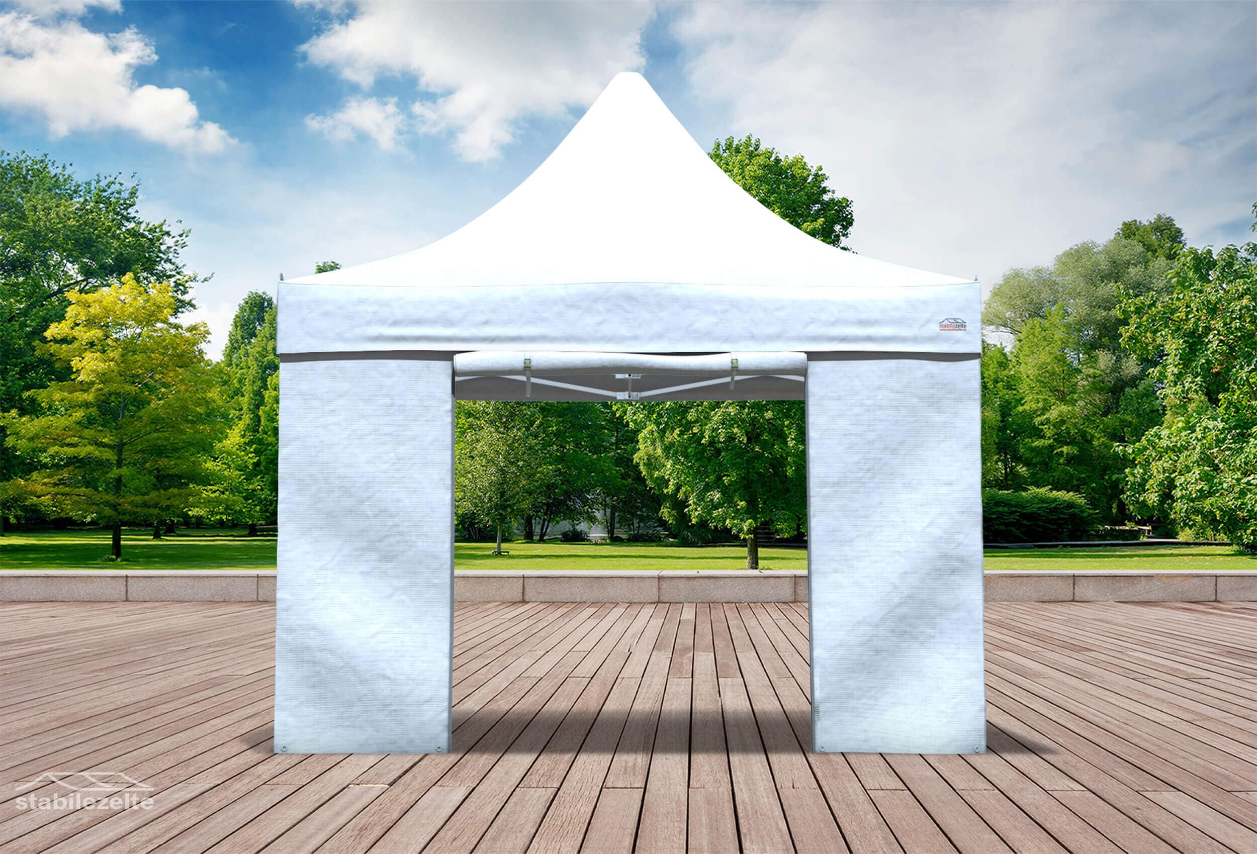 Seitenteil mit Tür 3m für einen Faltpavillon aus PVC FR in weiß