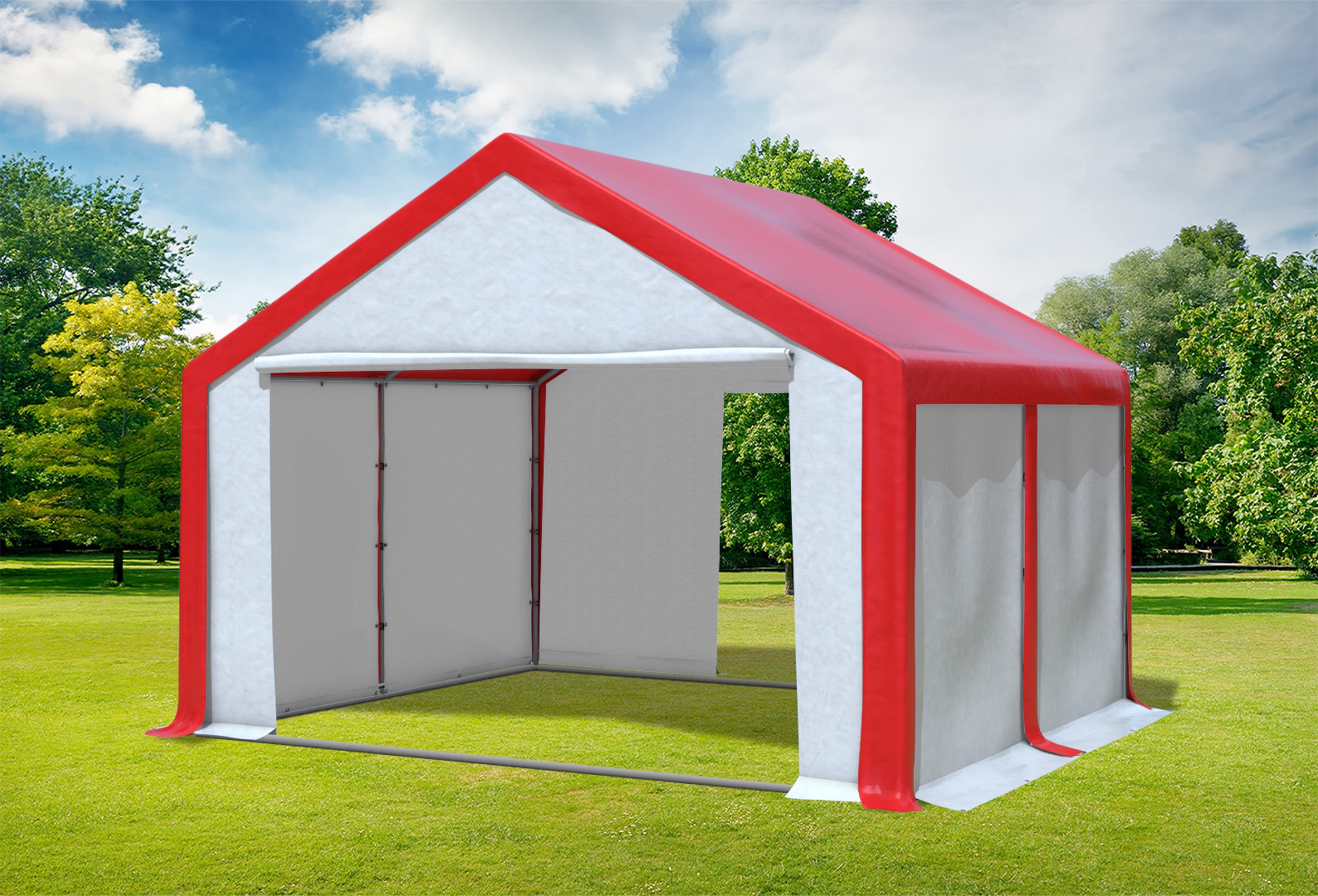 4x4 m Party tent / Marquee, PVC Red White