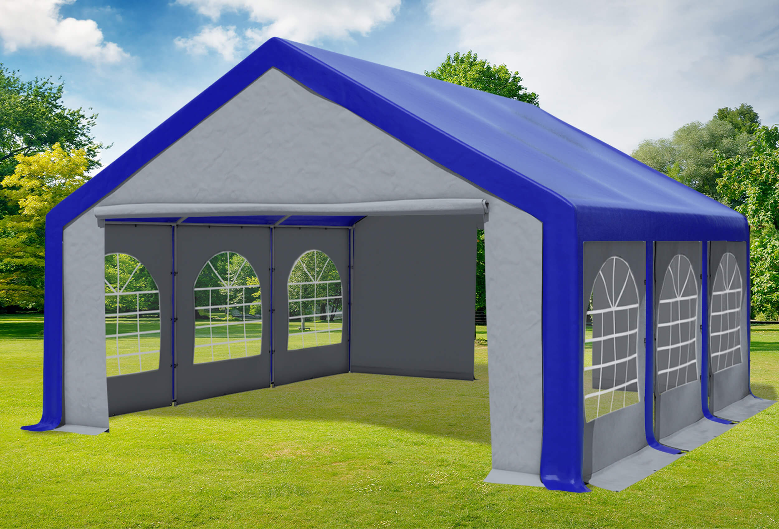 5x6 m Party tent / Marquee, PVC Blue Grey