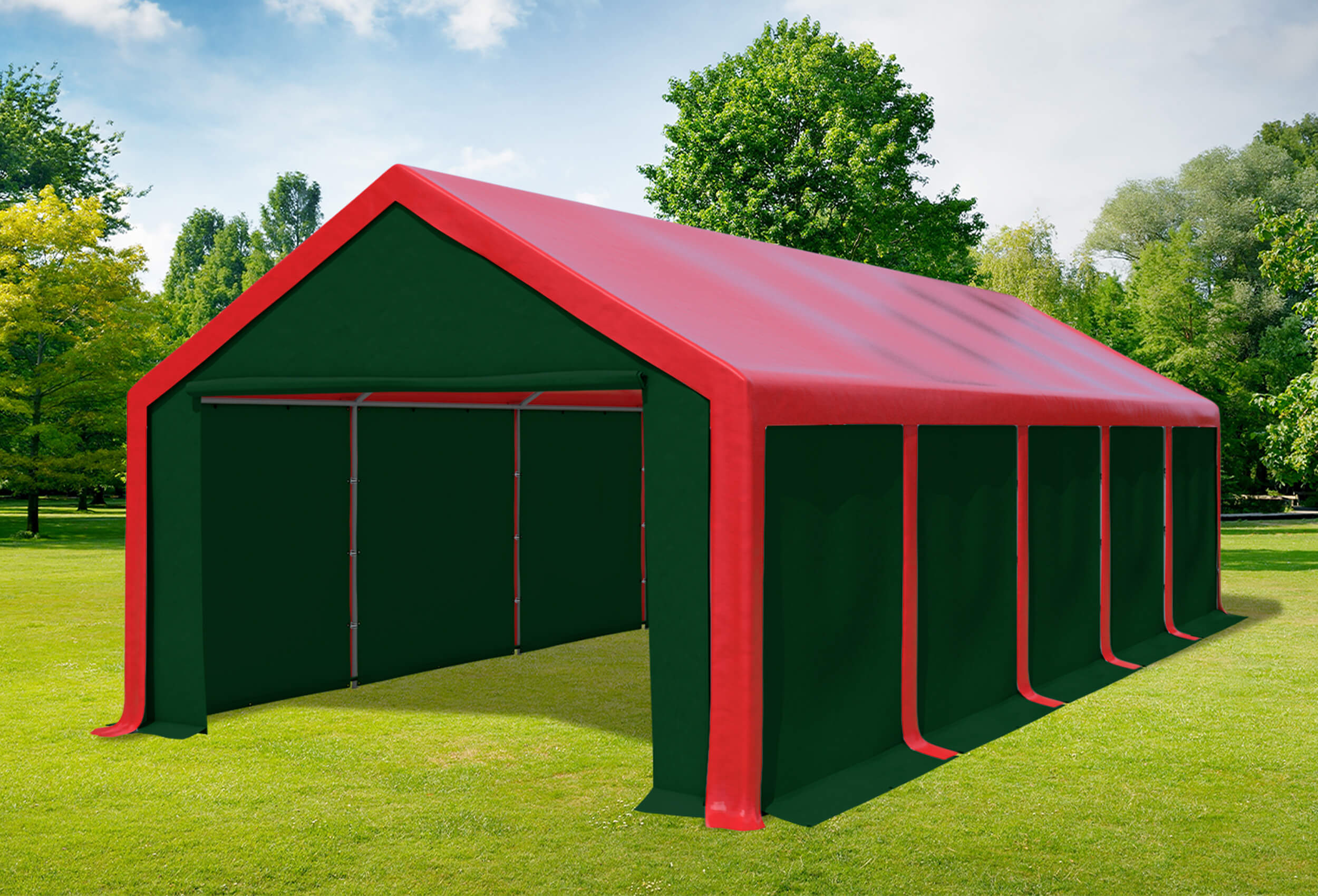 4x10 m Party tent / Marquee, PVC Red Green