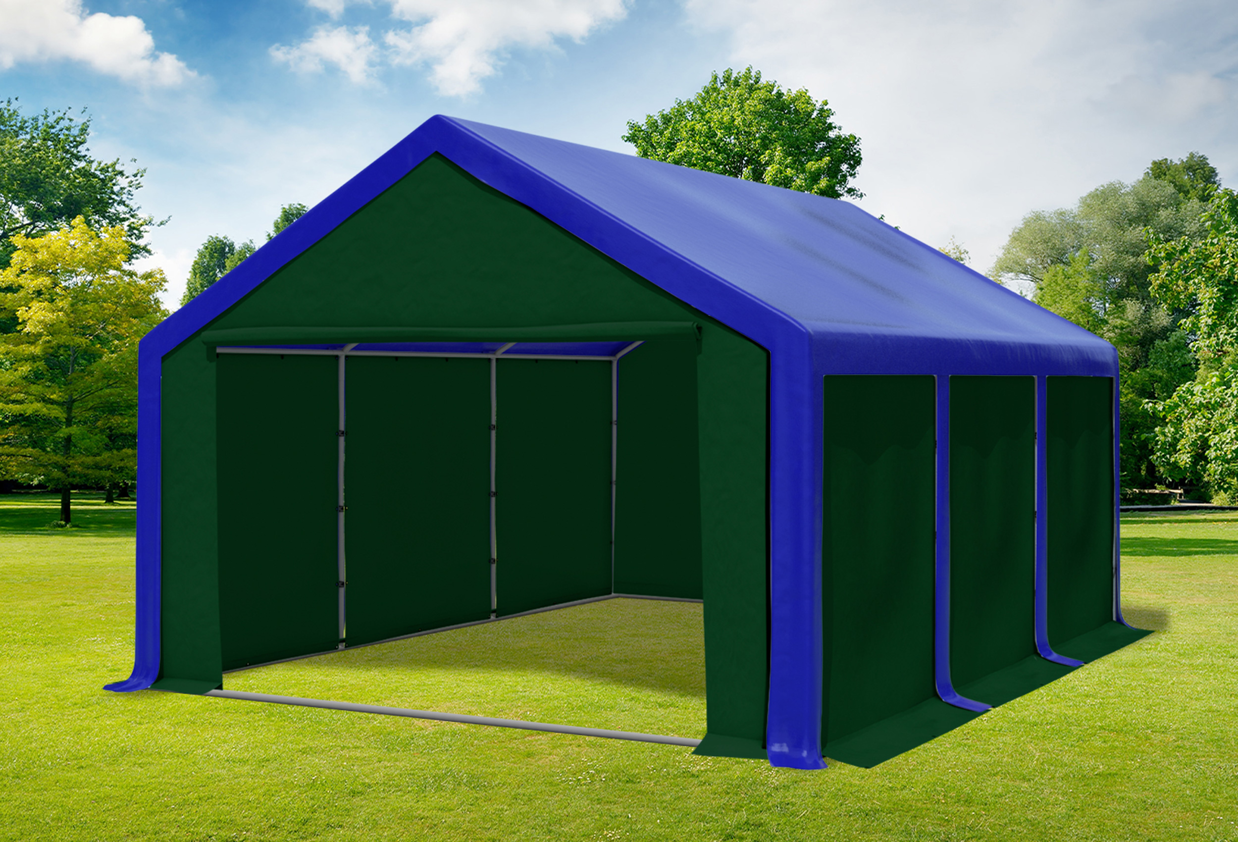 4x6 m Party tent / Marquee, PVC Blue Green