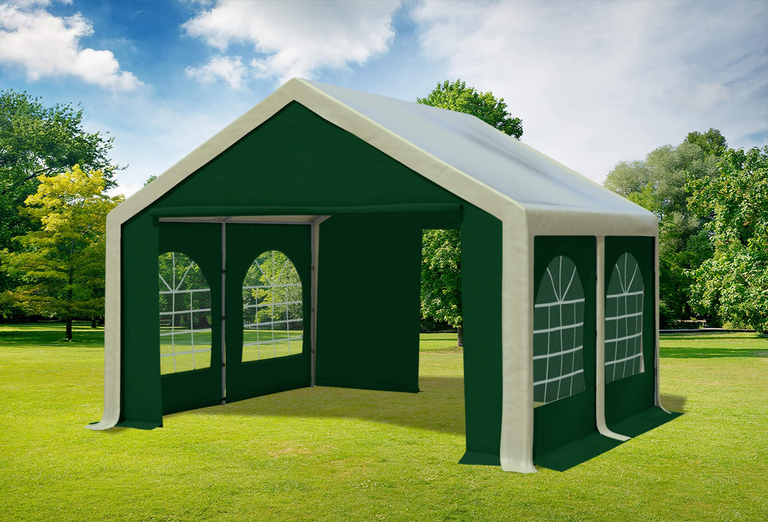 4x4 m Party tent / Marquee, PVC Brown Green