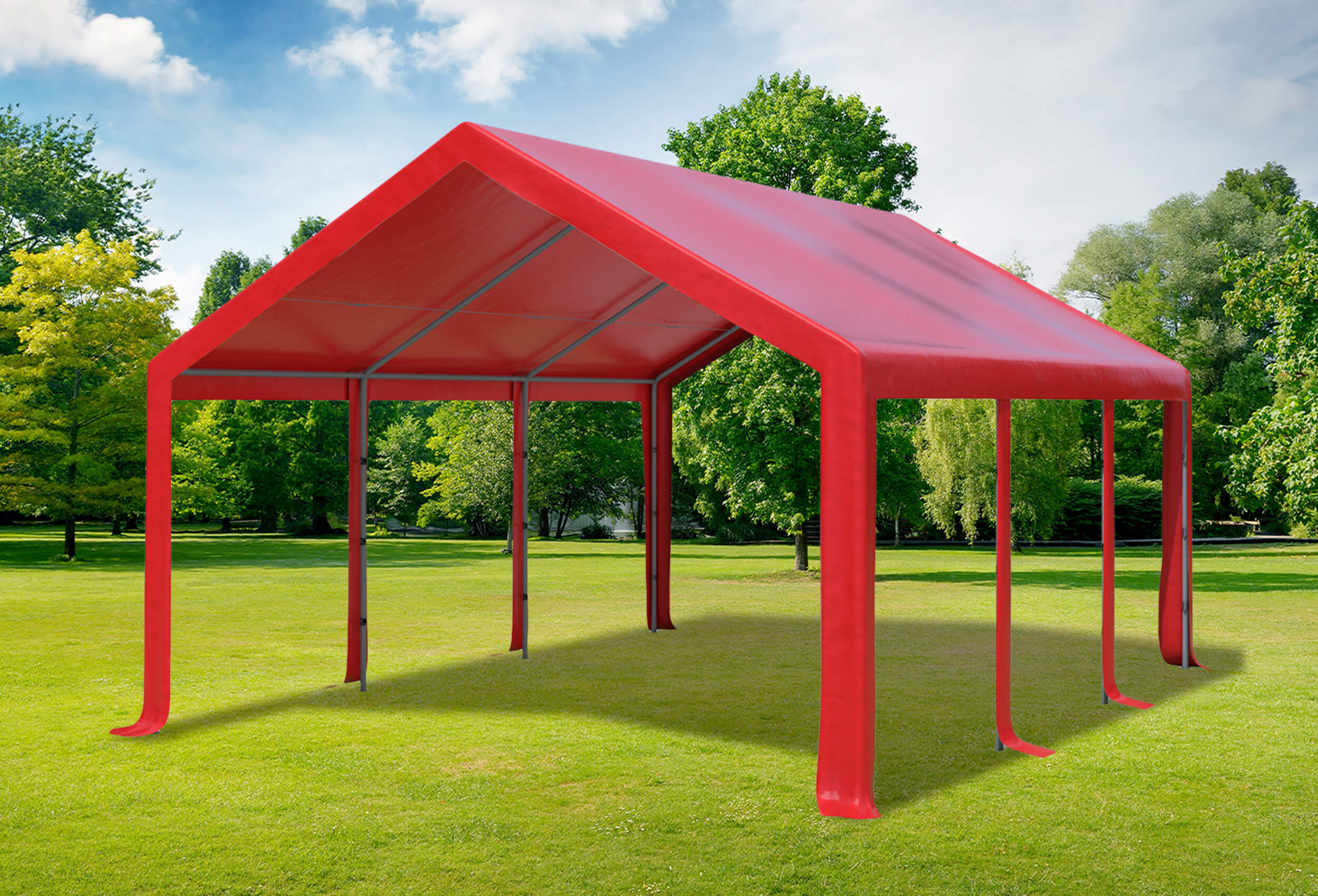 4x6 m PVC Roof Tarpaulin incl. Accessories Red