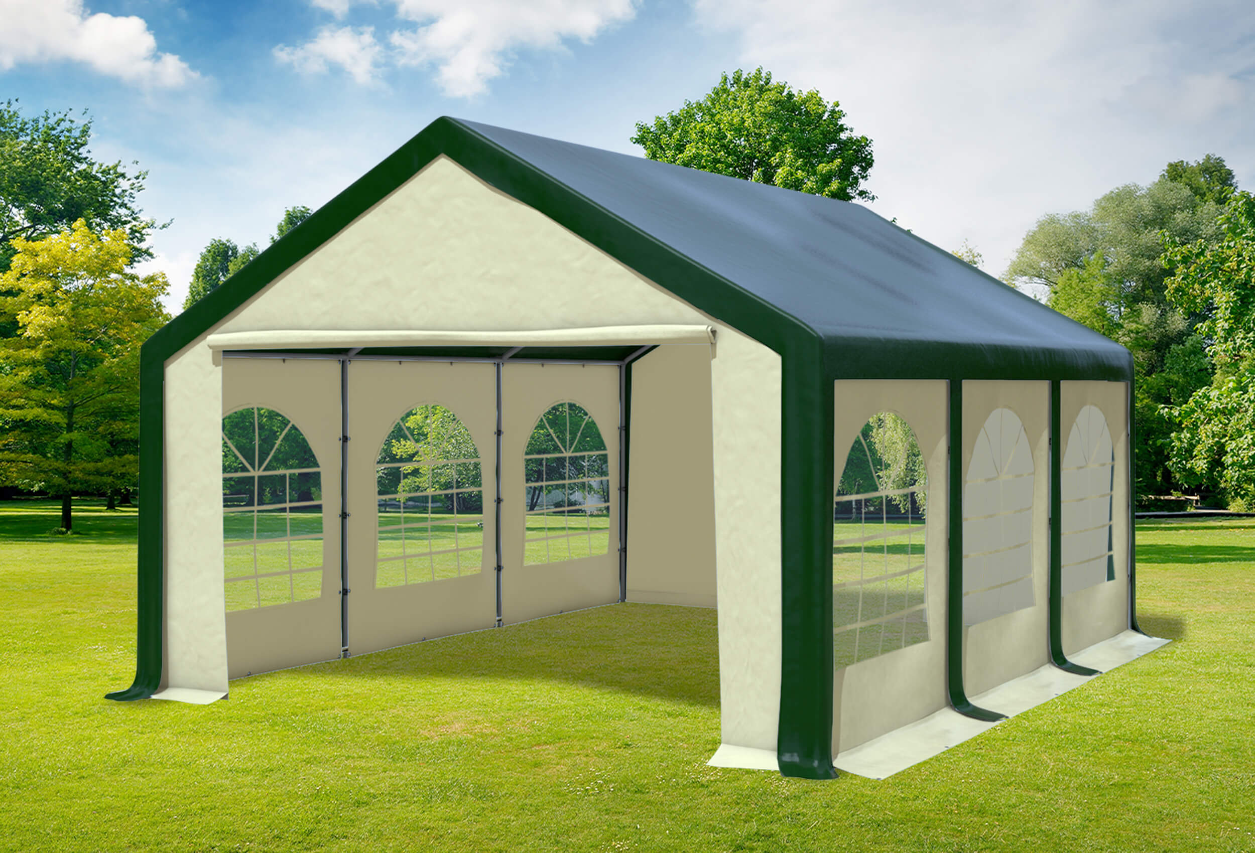 4x6 m Party tent / Marquee, PVC Green Beige