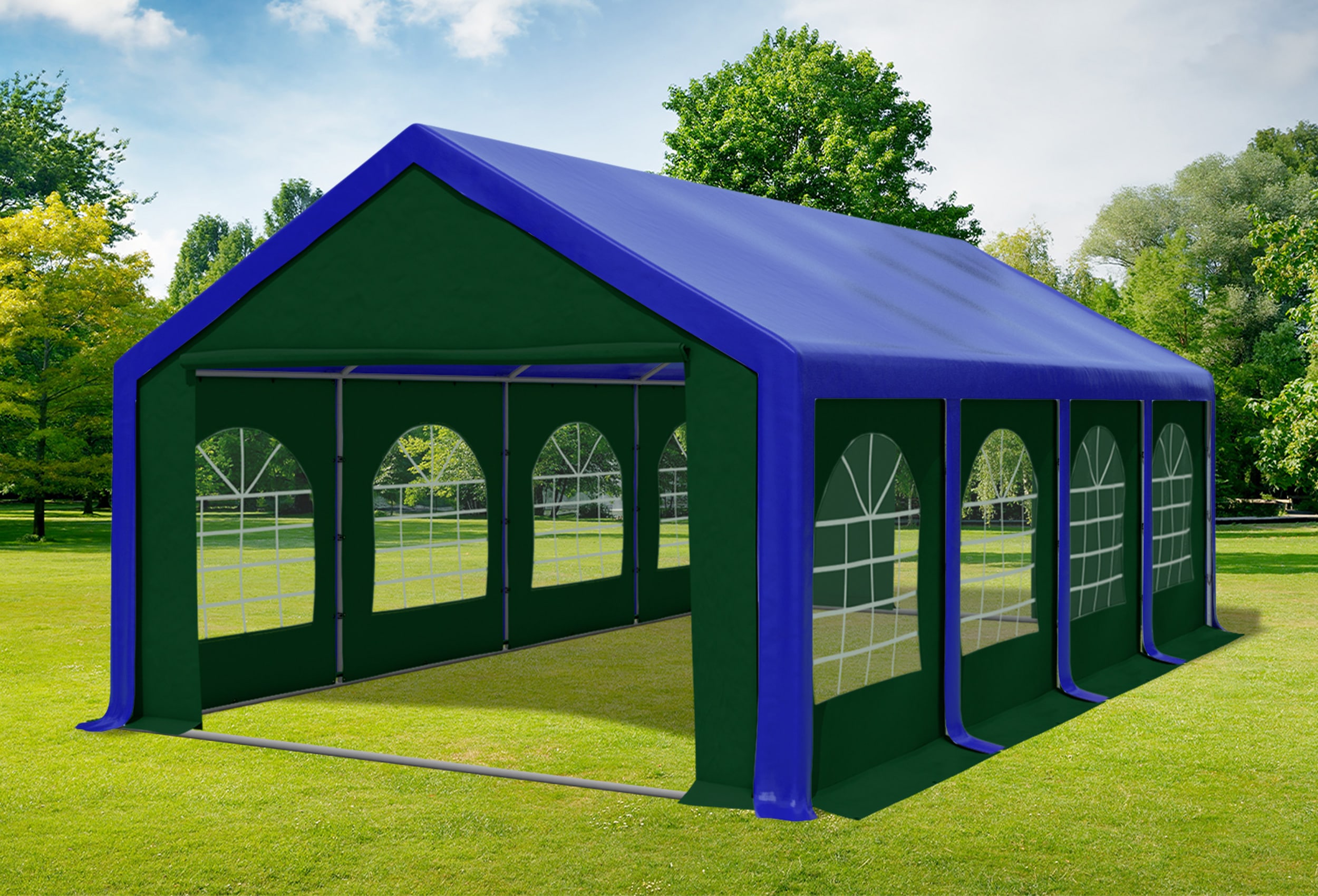 4x8 m Party tent / Marquee, PVC Blue Green
