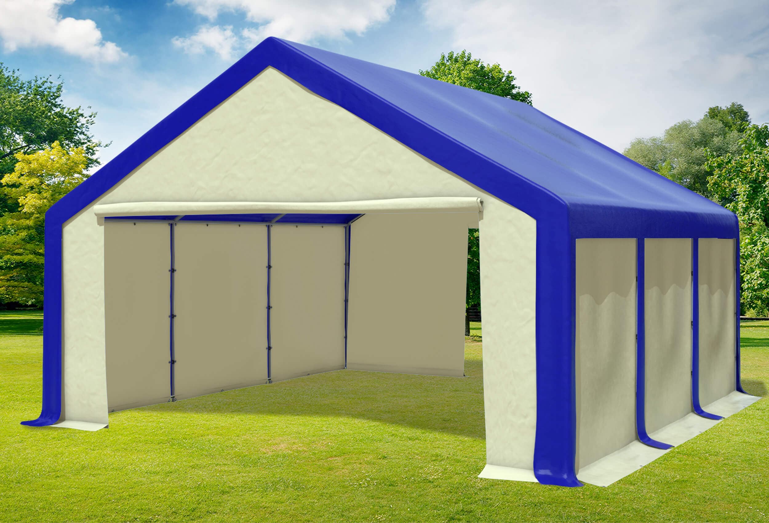 5x6 m Party tent / Marquee, PVC Blue Beige