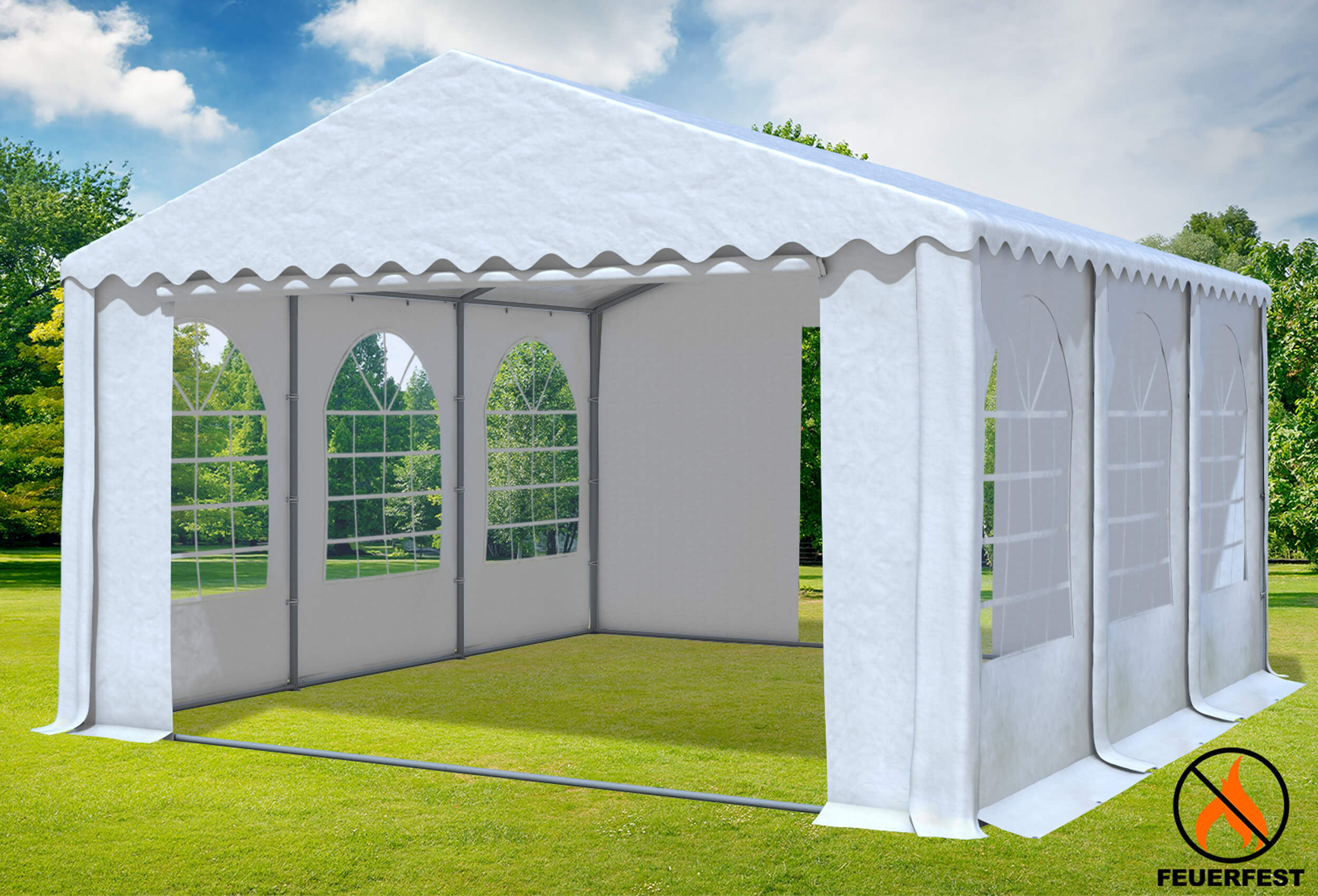 5x6 m Party tent / Marquee, 2.60 m side height PVC fireproof White