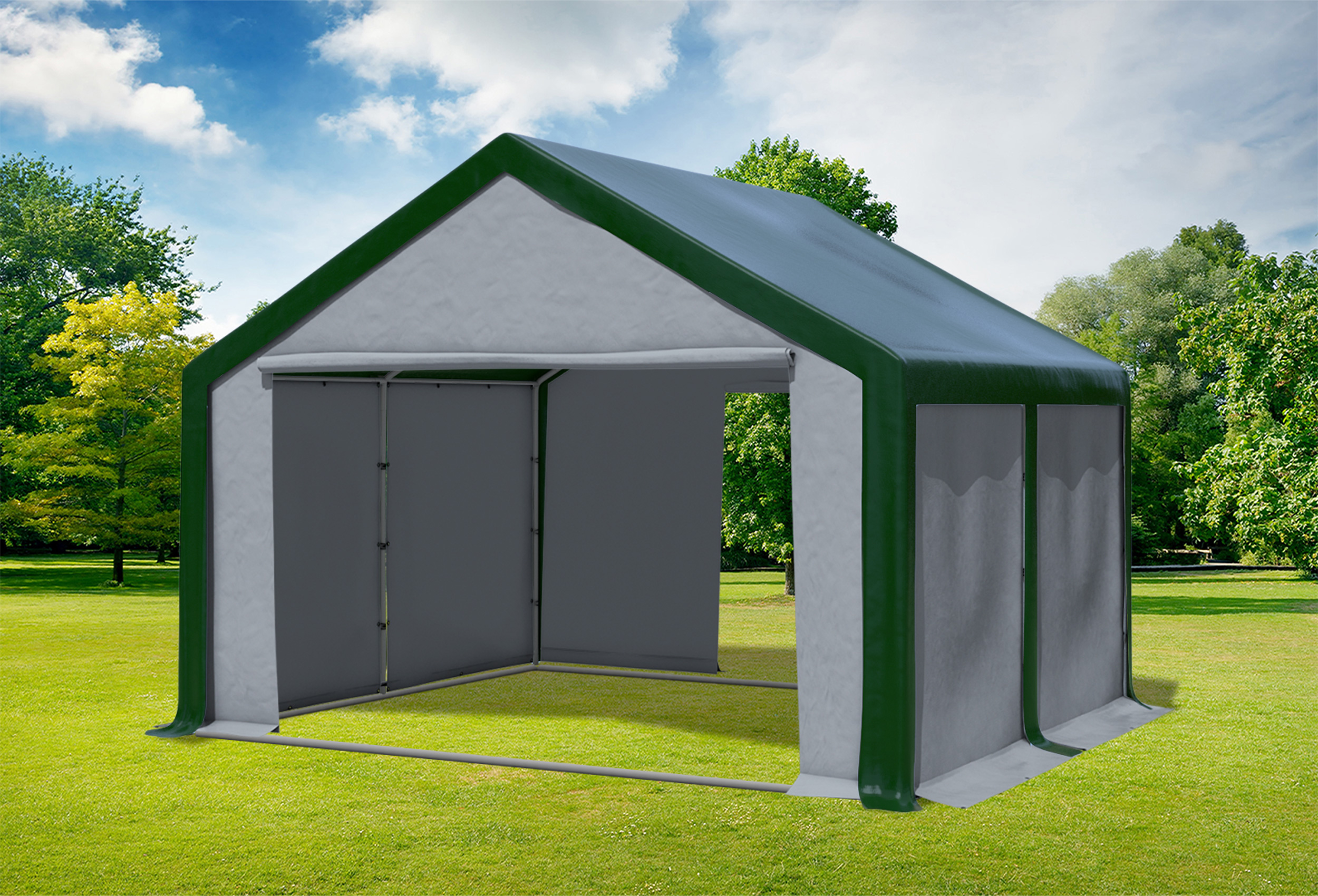 4x4 m Party tent / Marquee, PVC Green Grey