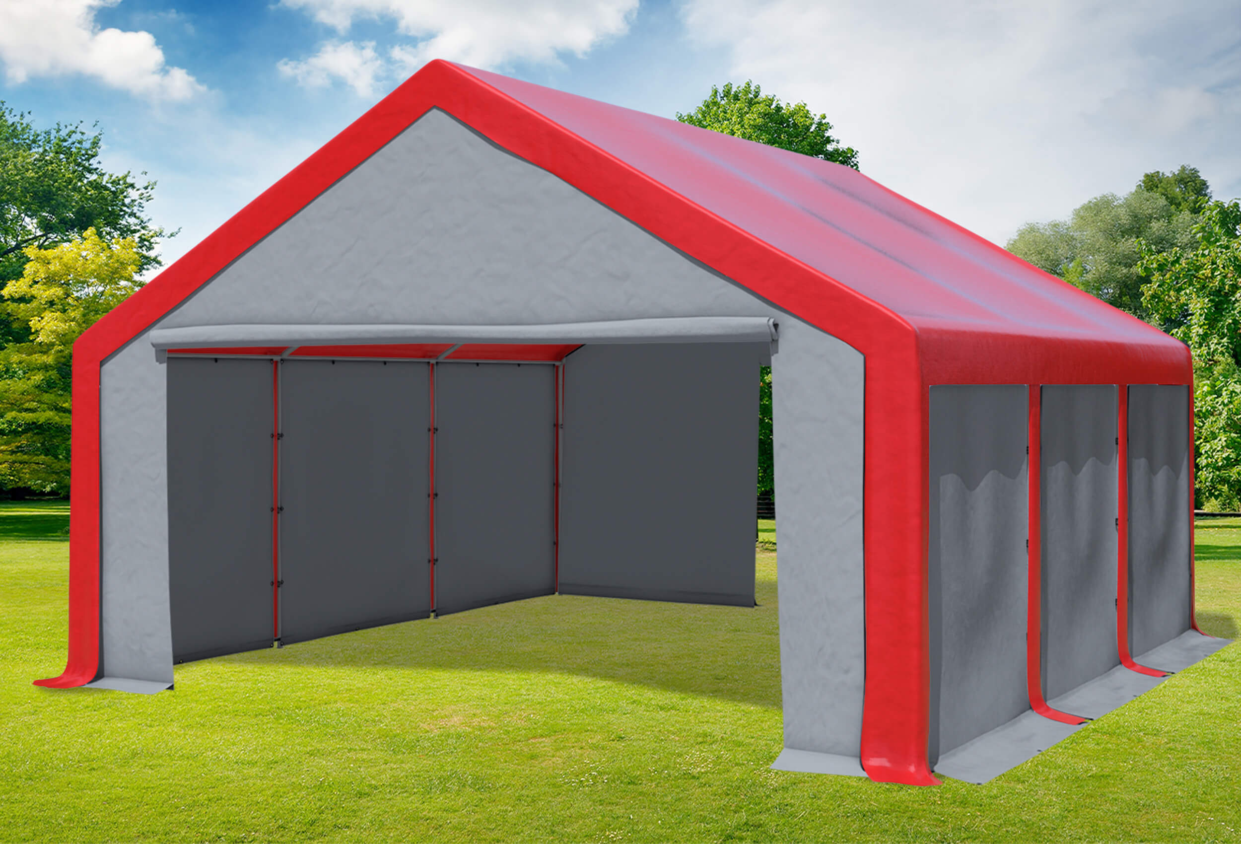 5x6 m Party tent / Marquee, PVC Red Grey