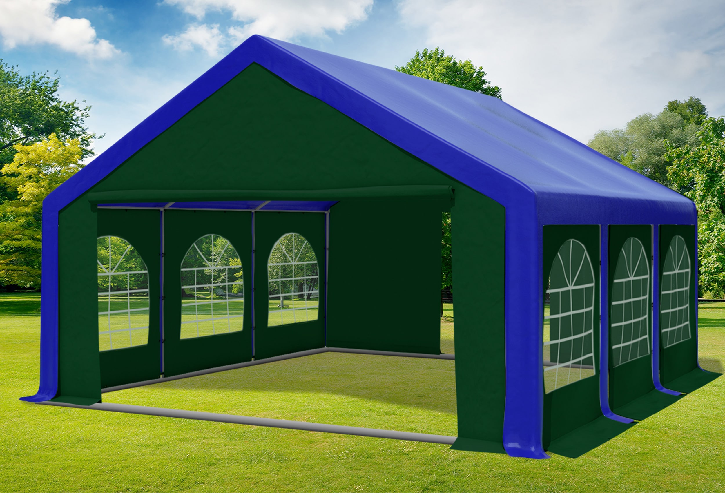 5x6 m Party tent / Marquee, PVC Blue Green