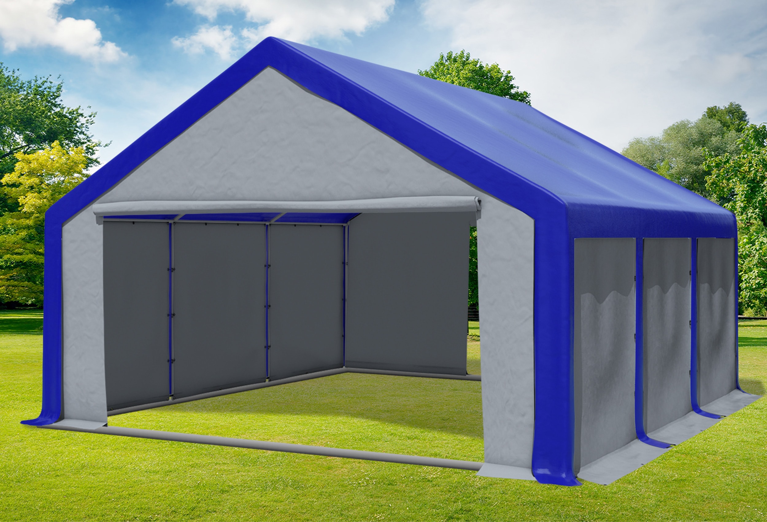 5x6 m Party tent / Marquee, PVC Blue Grey