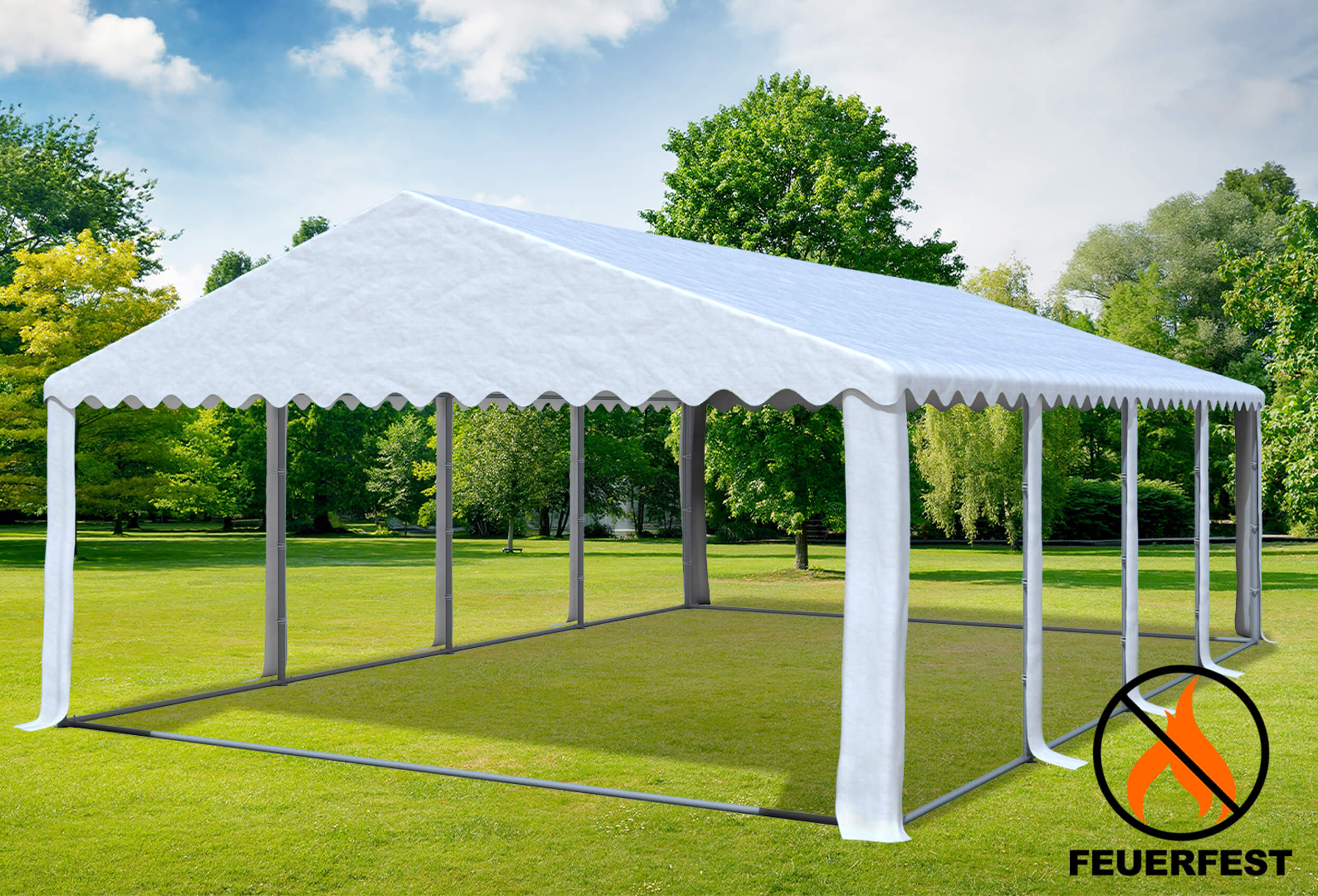 5x8 m Party tent / Marquee, PVC fireproof White