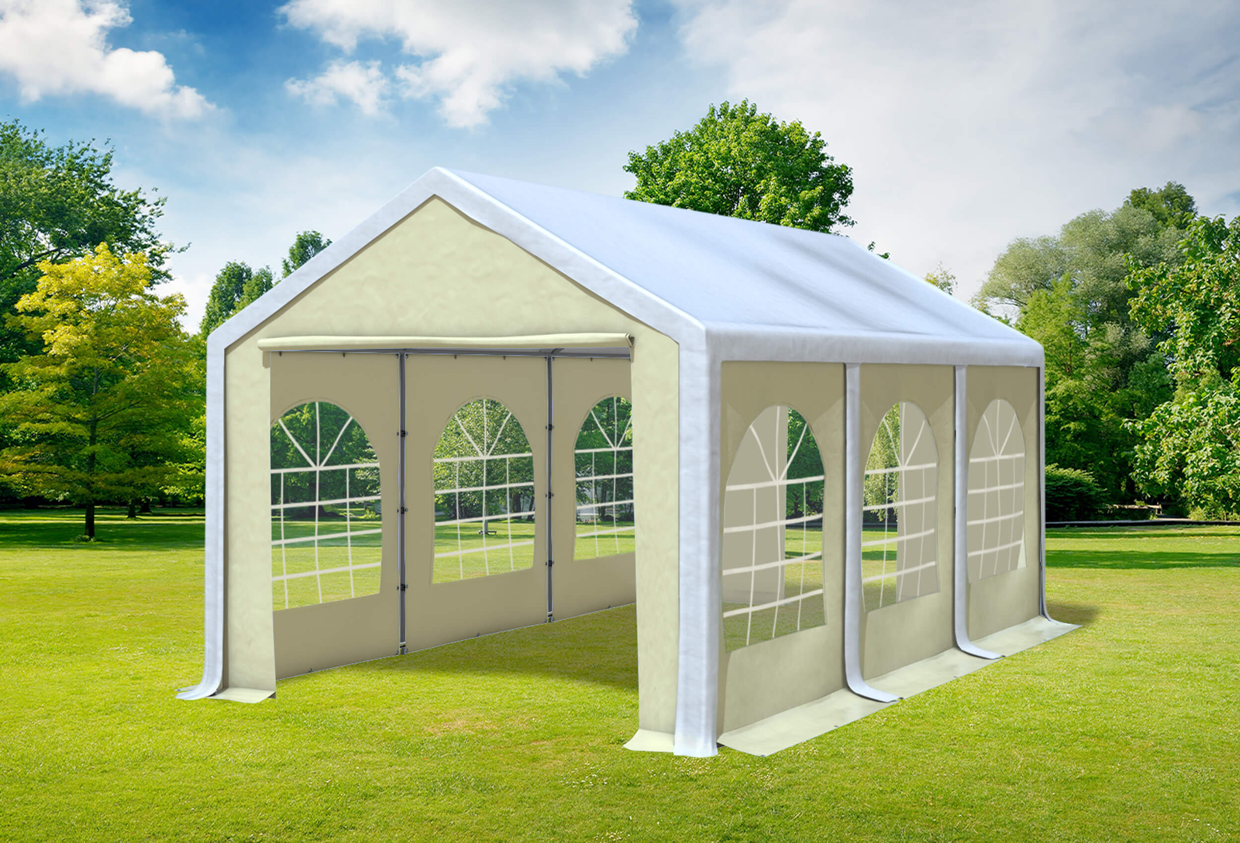 3x6 m Party tent / Marquee, PVC White Beige