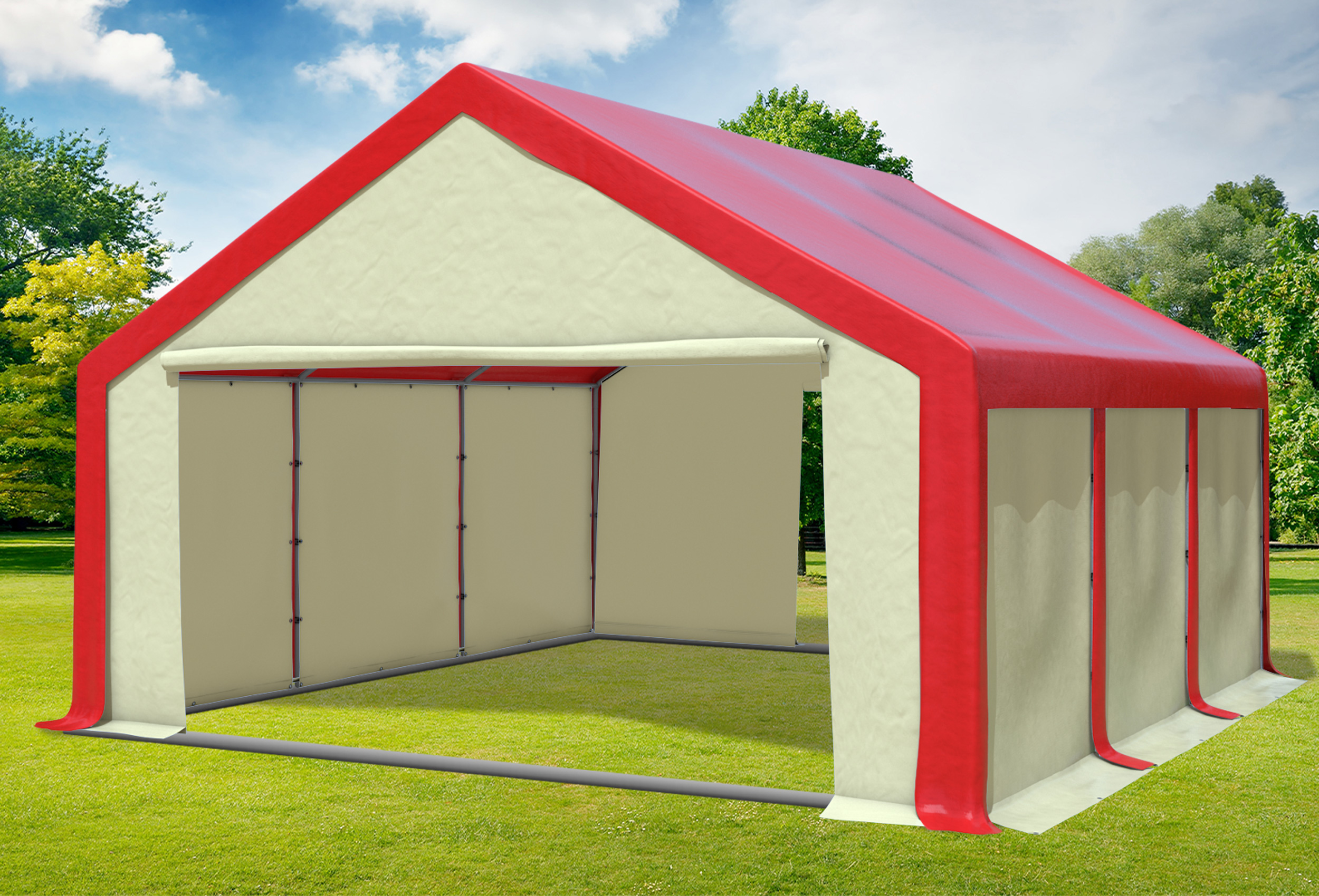 5x6 m Party tent / Marquee, PVC Red Beige