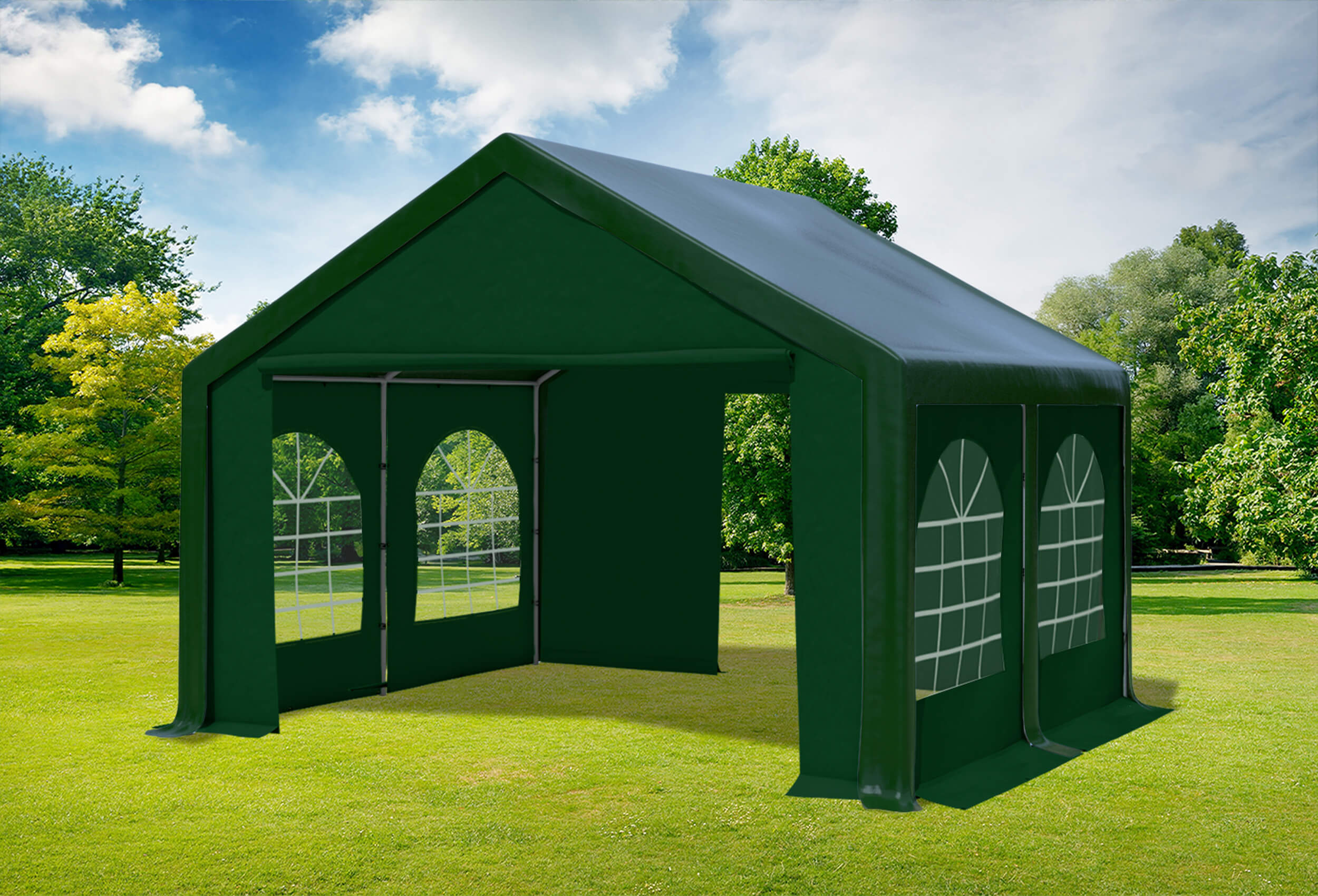 4x4 m Party tent / Marquee, PVC Green