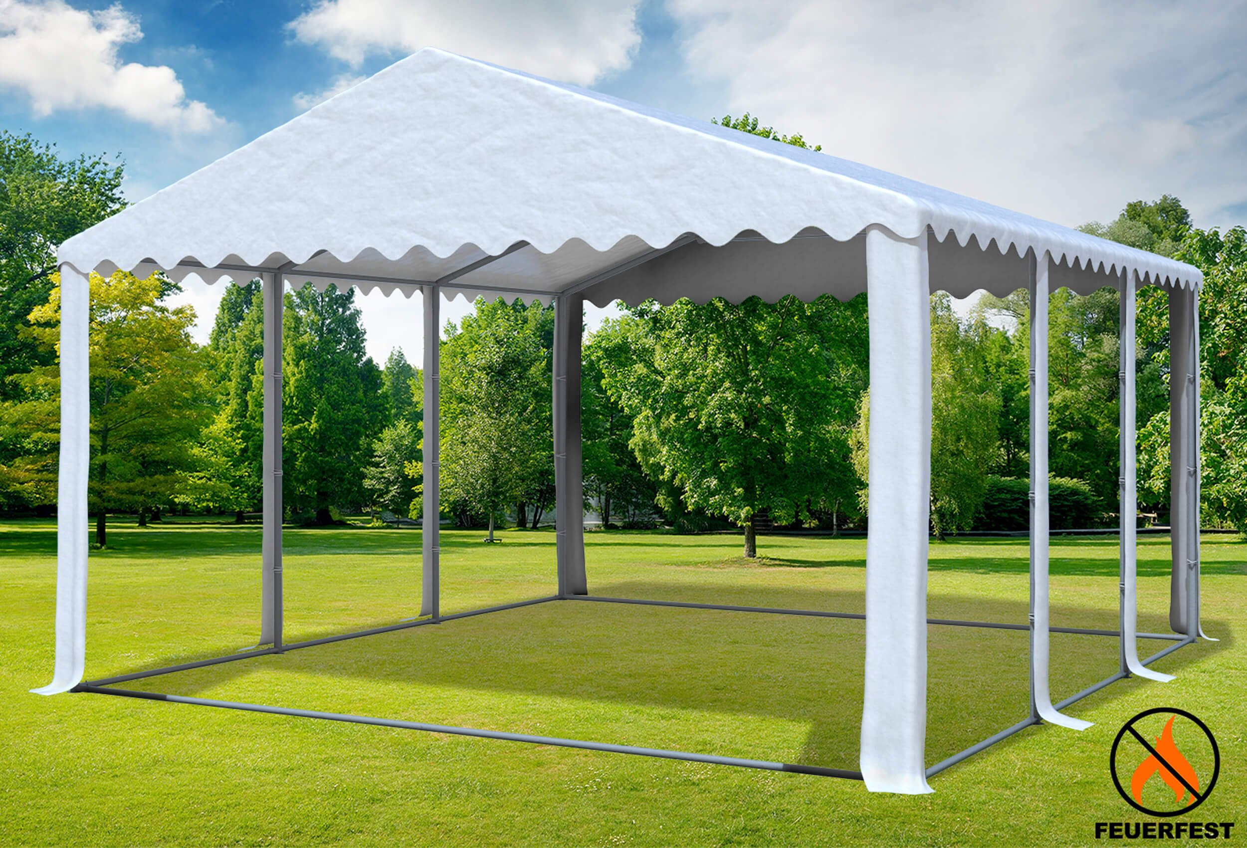 5x6 m Party tent / Marquee, 2.60 m side height PVC fireproof White
