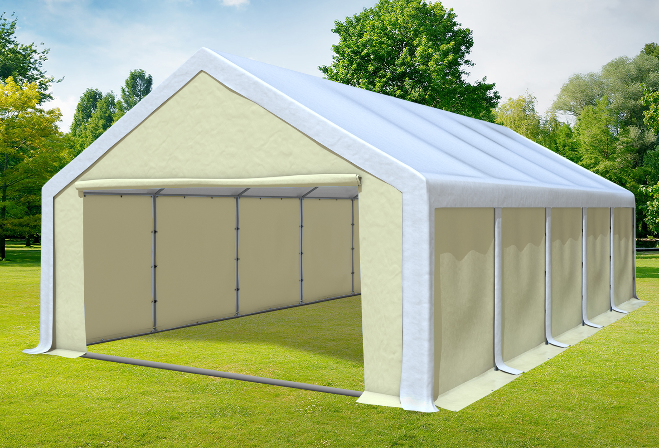5x10 m Party tent / Marquee, PVC White Beige